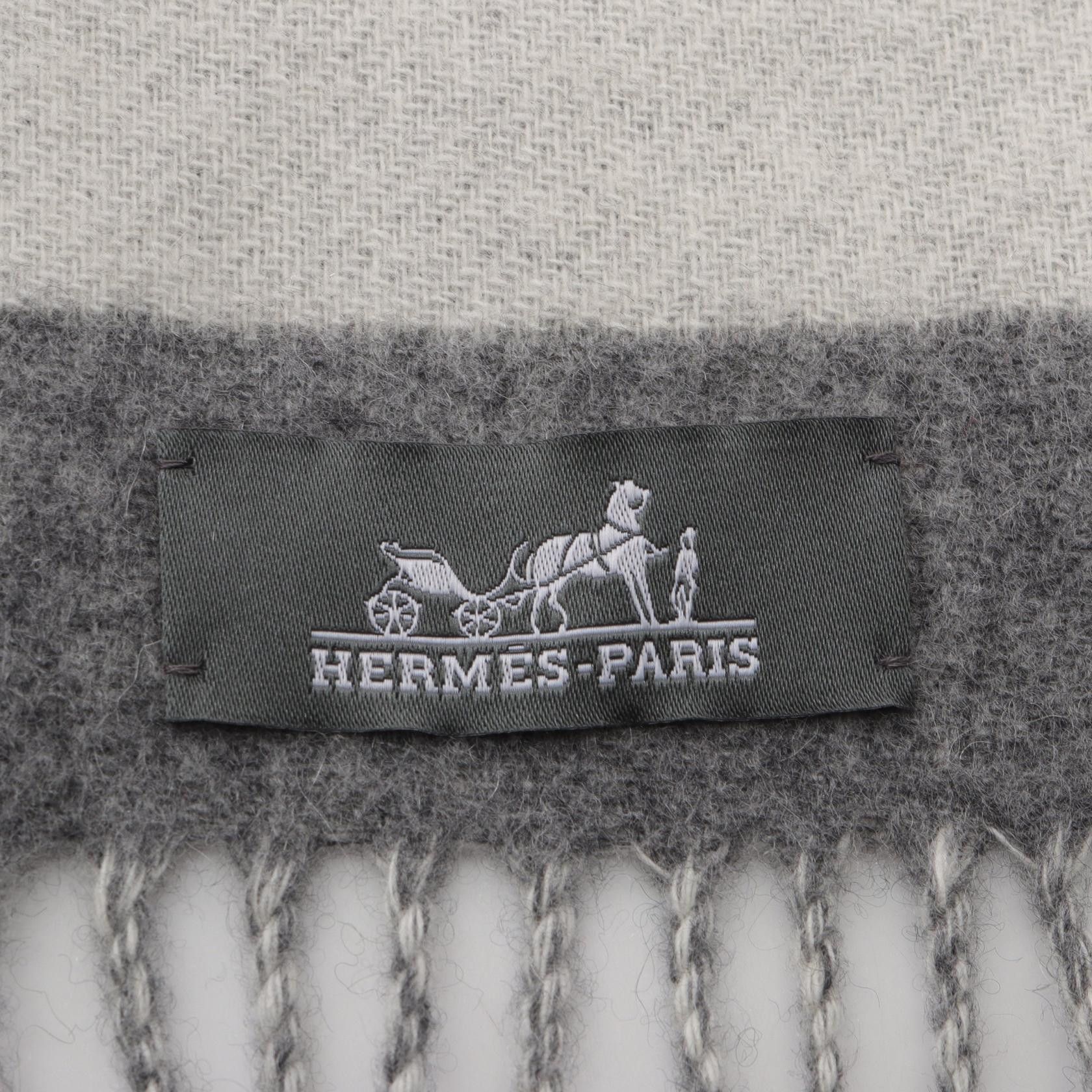 Hermes Hermes Love Story Scarf Cashmere Gray Ivory Size ONE SIZE - 2 Thumbnail