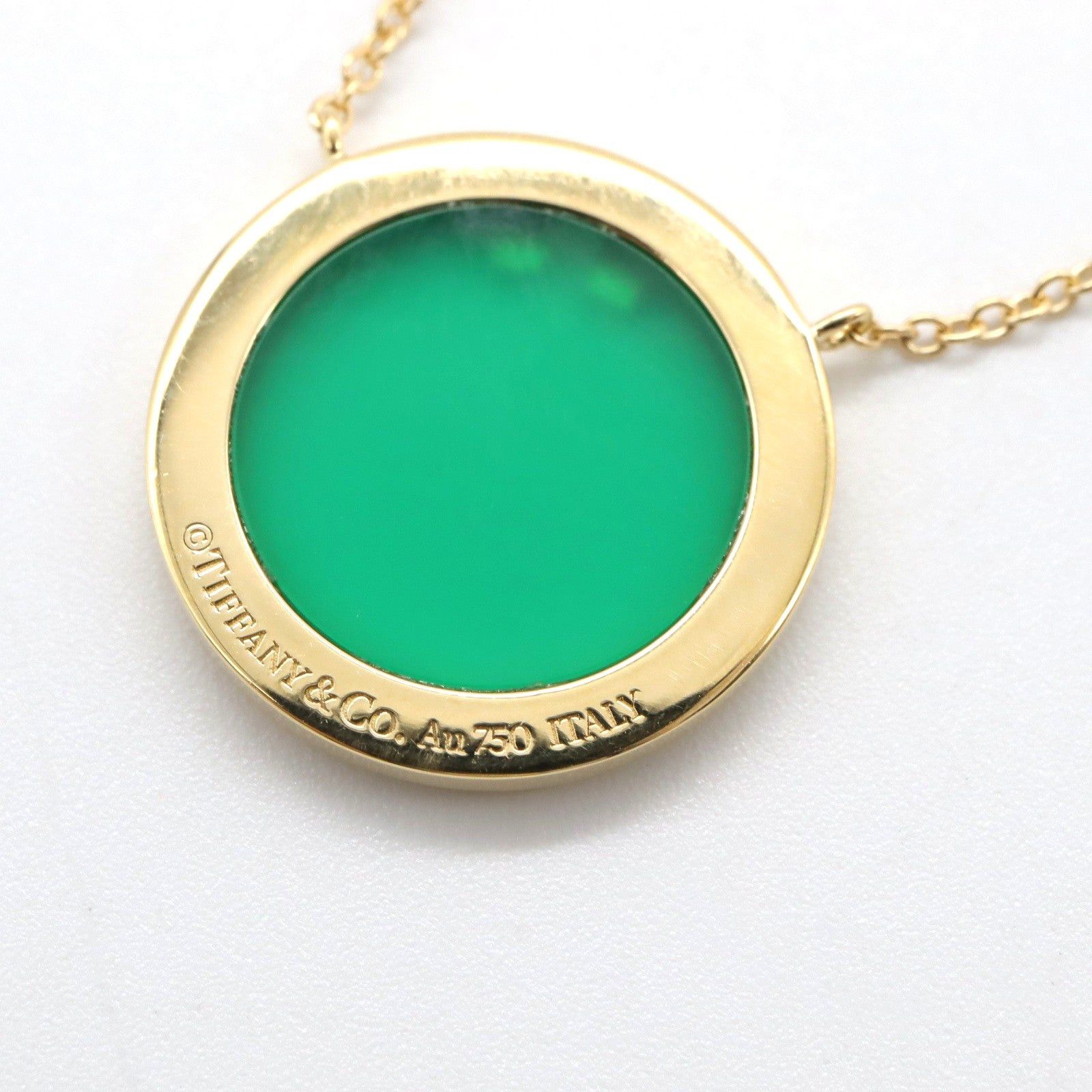 Tiffany & Co. Tiffany Co T Circle Necklace Green Agate Diamond K18 (Yellow Gold) Clear Size ONE SIZE - 6 Thumbnail