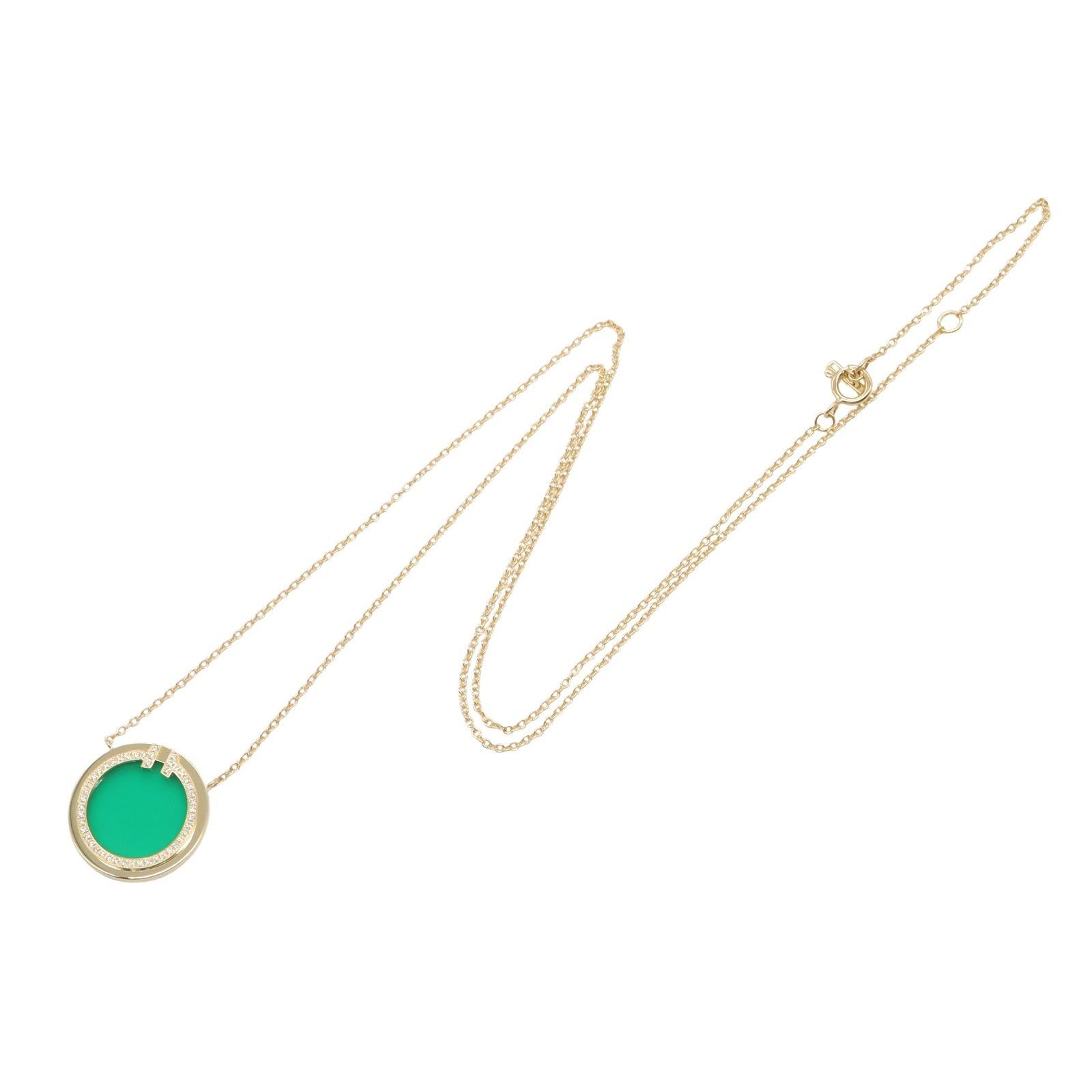 Tiffany & Co. Tiffany Co T Circle Necklace Green Agate Diamond K18 (Yellow Gold) Clear Size ONE SIZE - 3 Thumbnail
