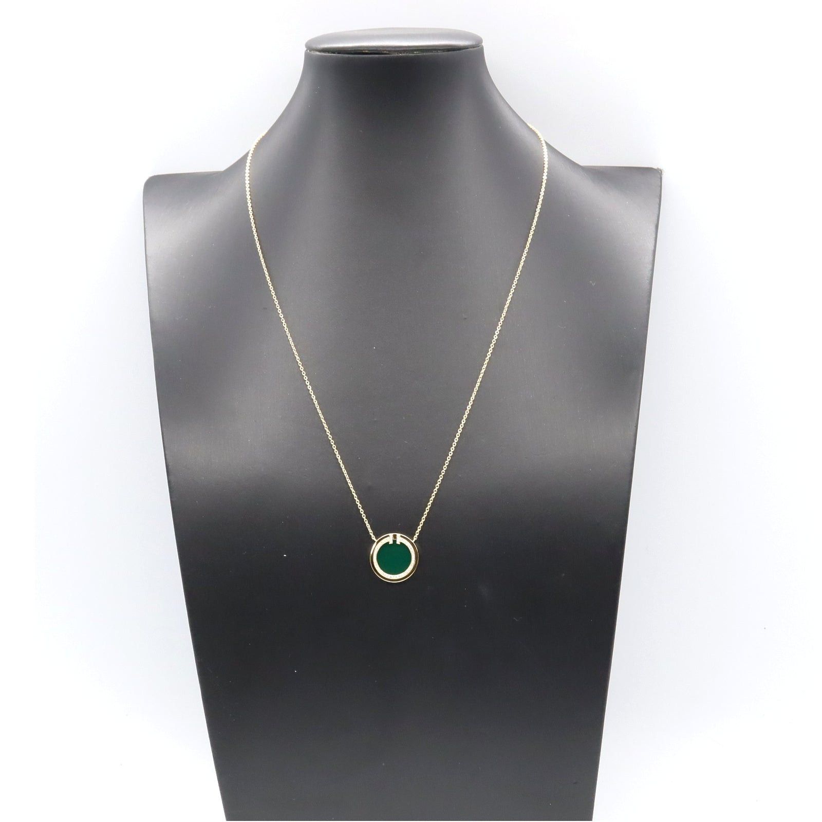 Tiffany & Co. Tiffany Co T Circle Necklace Green Agate Diamond K18 (Yellow Gold) Clear Size ONE SIZE - 8 Thumbnail