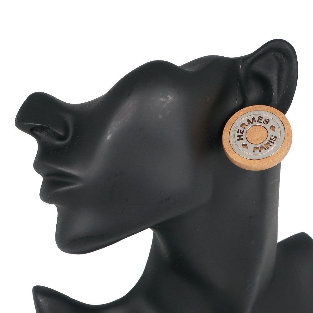 Hermes Hermes Hermes Sellier Wood Metal Earrings Natural Material Earrings DUTY FREE for USA Size ONE SIZE - 2 Thumbnail