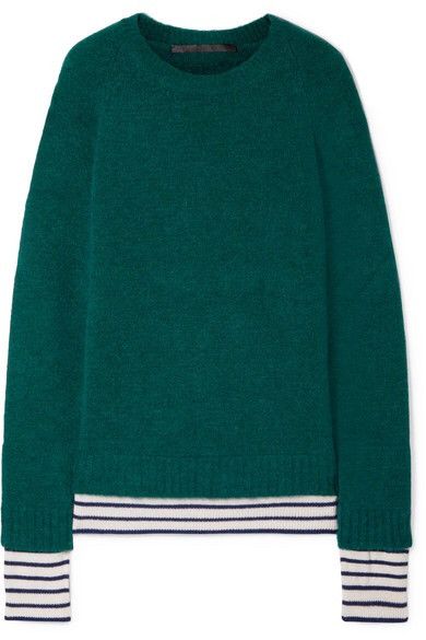 Pre-owned Haider Ackermann Striped Wool-blend Sweater In Teal Green