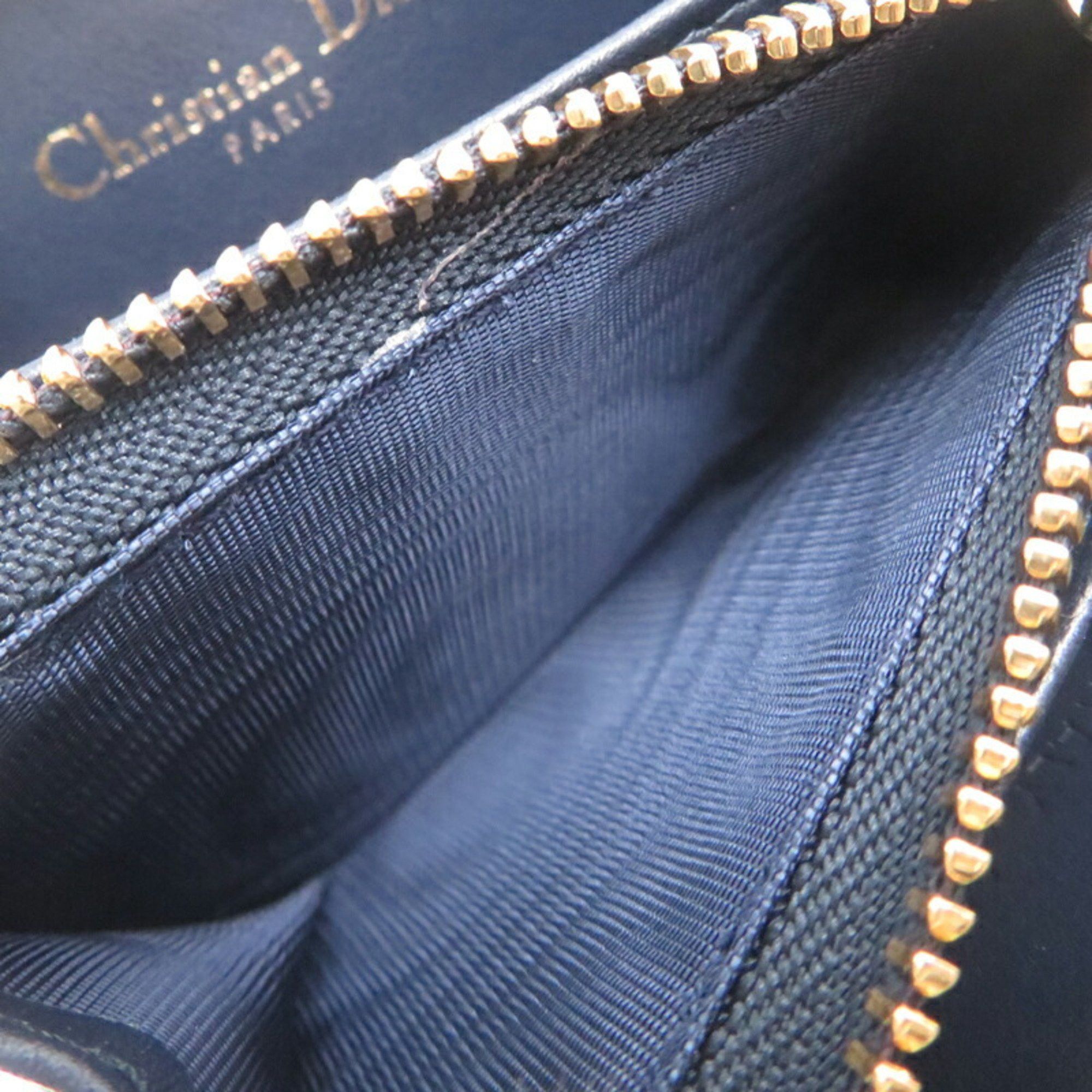 Dior Christian Dior Compact Wallet Women's Coin Case Leather Black Size ONE SIZE - 7 Thumbnail