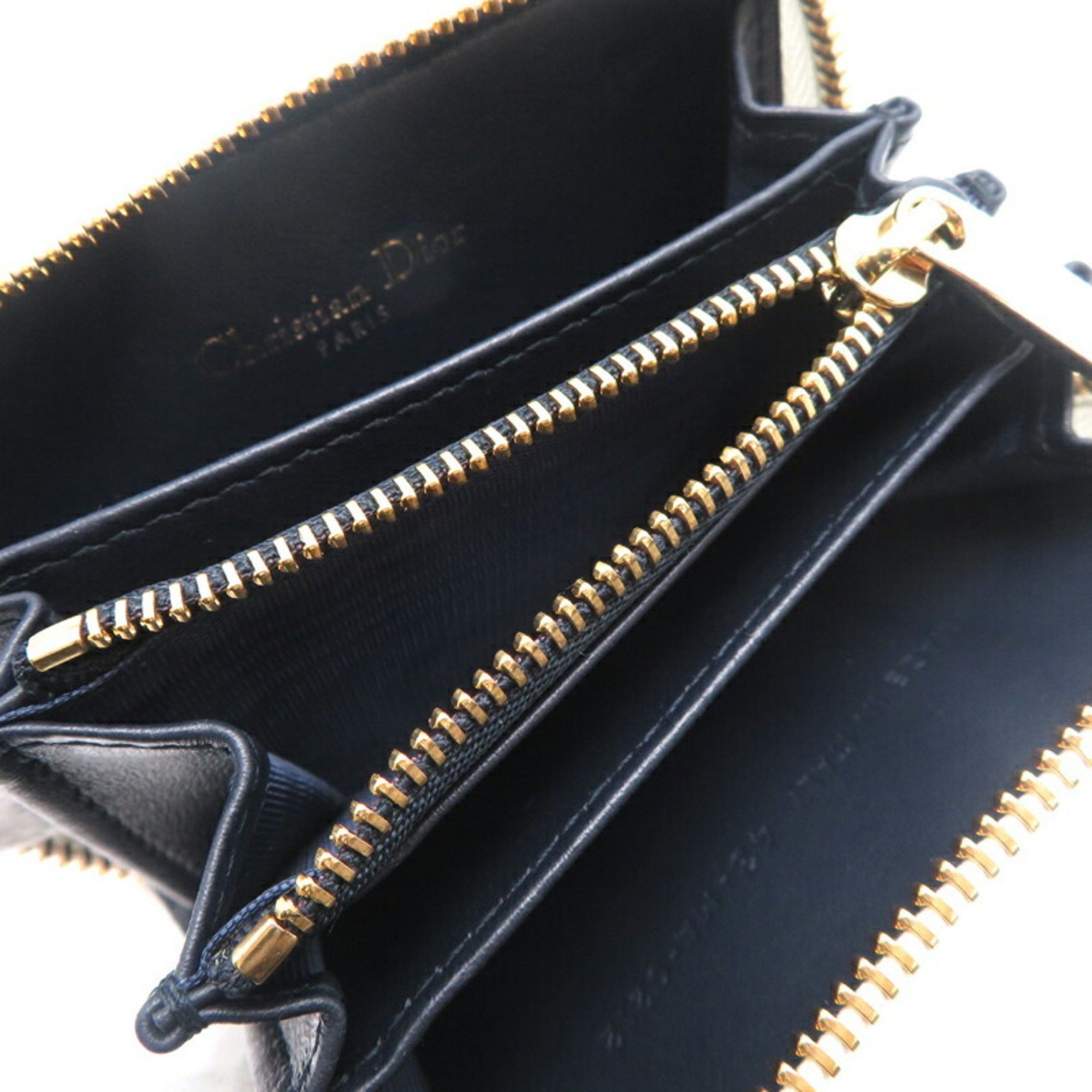 Dior Christian Dior Compact Wallet Women's Coin Case Leather Black Size ONE SIZE - 6 Thumbnail