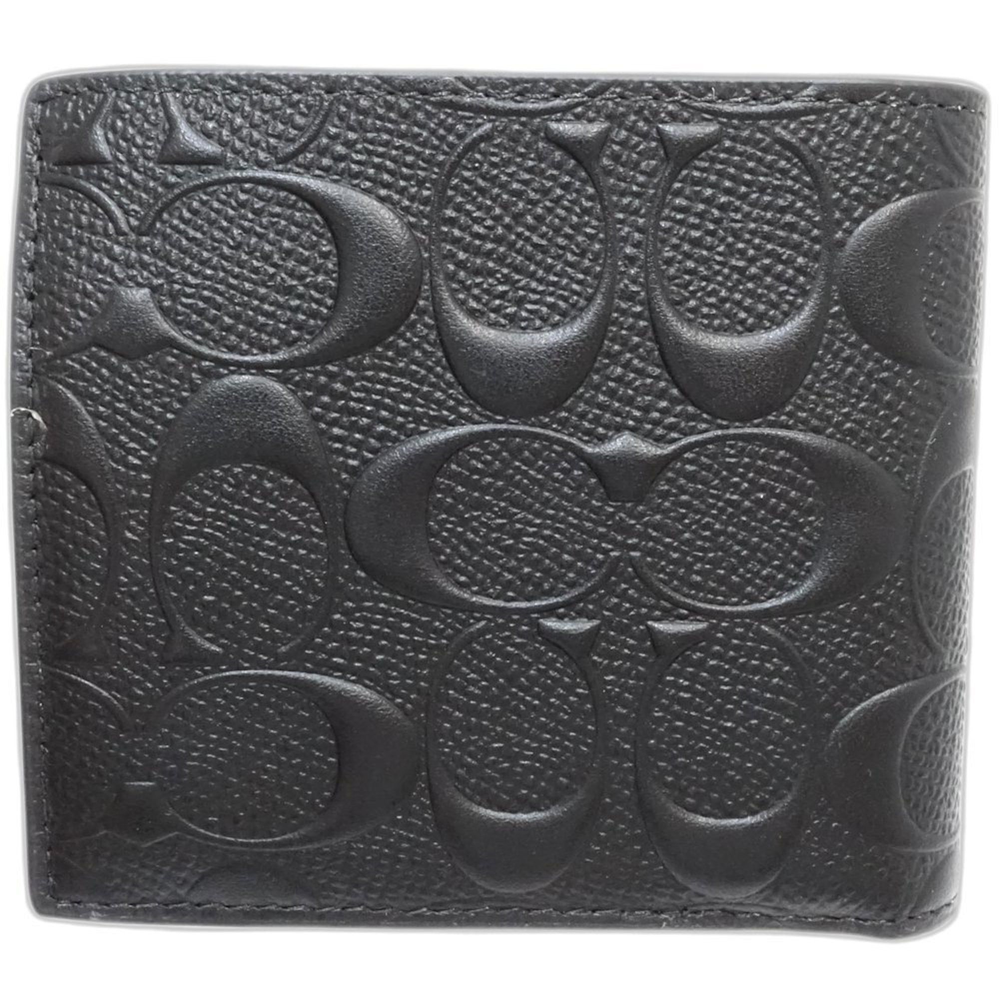 Coach COACH Bi-fold Wallet 75363 Signature Compact Flap Leather Black 181362 Size ONE SIZE - 3 Thumbnail