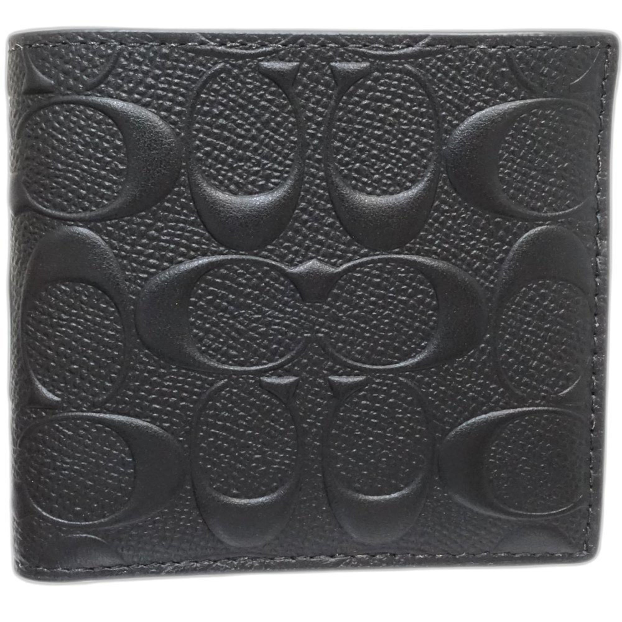 Coach COACH Bi-fold Wallet 75363 Signature Compact Flap Leather Black 181362 Size ONE SIZE - 2 Thumbnail