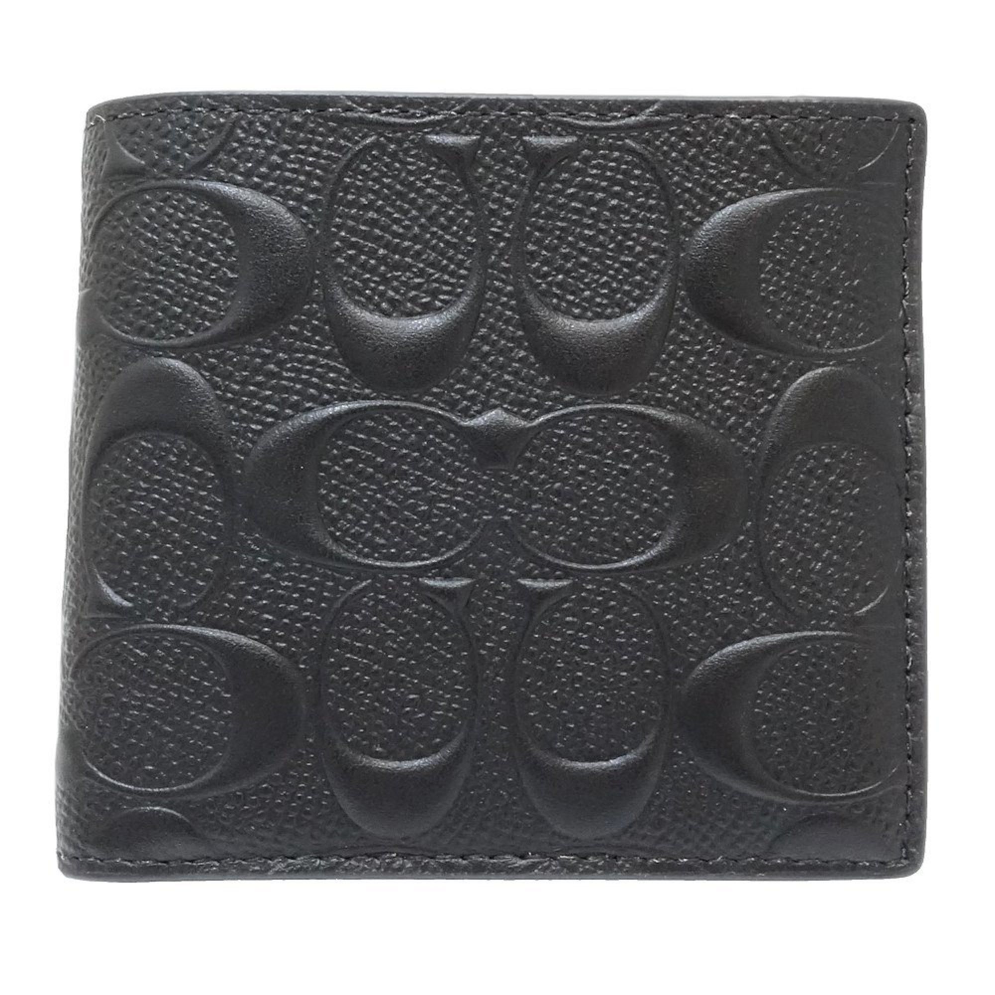 Coach COACH Bi-fold Wallet 75363 Signature Compact Flap Leather Black 181362 Size ONE SIZE - 10 Thumbnail