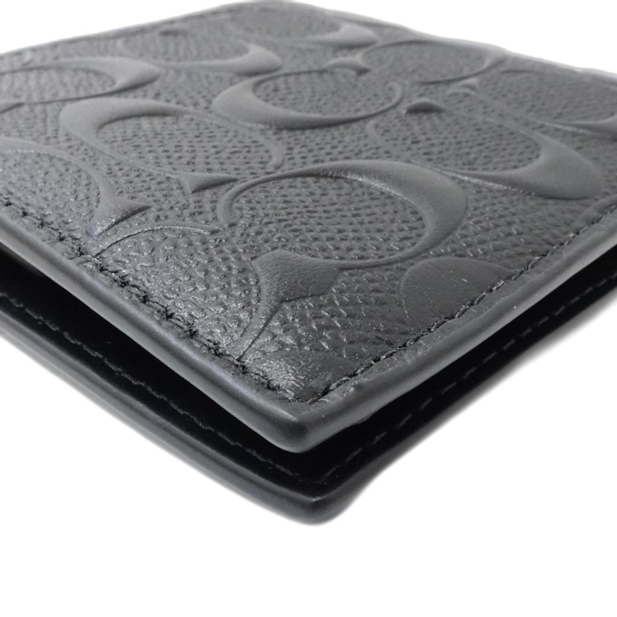 Coach COACH Bi-fold Wallet 75363 Signature Compact Flap Leather Black 181362 Size ONE SIZE - 4 Thumbnail