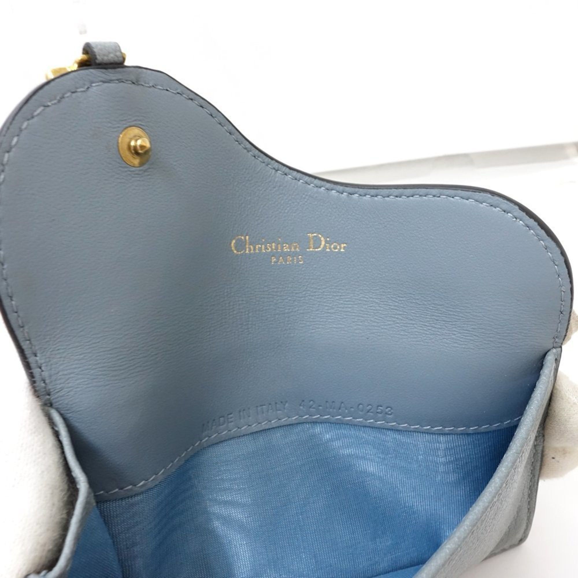 Dior Christian Dior Business Card Holder/Card Case S5692CCEH Saddle Cosmos Leather Cloud Blue 181351 Size ONE SIZE - 9 Thumbnail