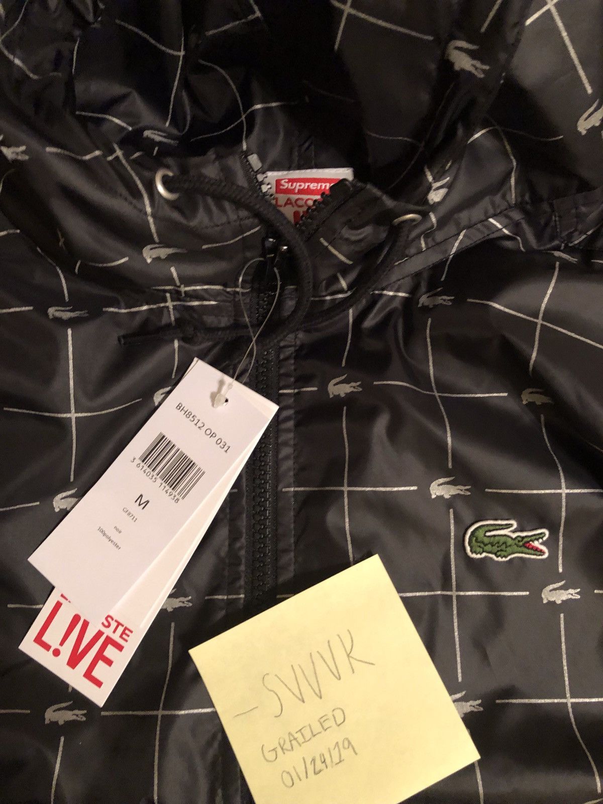 Supreme Lacoste Reflective Grid Nylon Anorak Black Outerwear