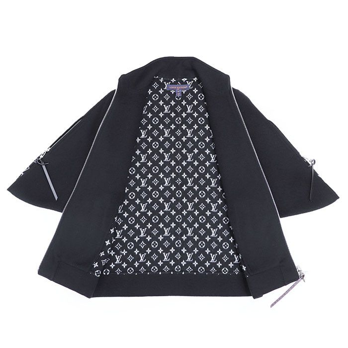 Louis Vuitton Louis Vuitton Louis Vuitton Poncho Monogram Wool/Silk Coat Leather Outerwear RW242WB Size ONE SIZE - 6 Thumbnail