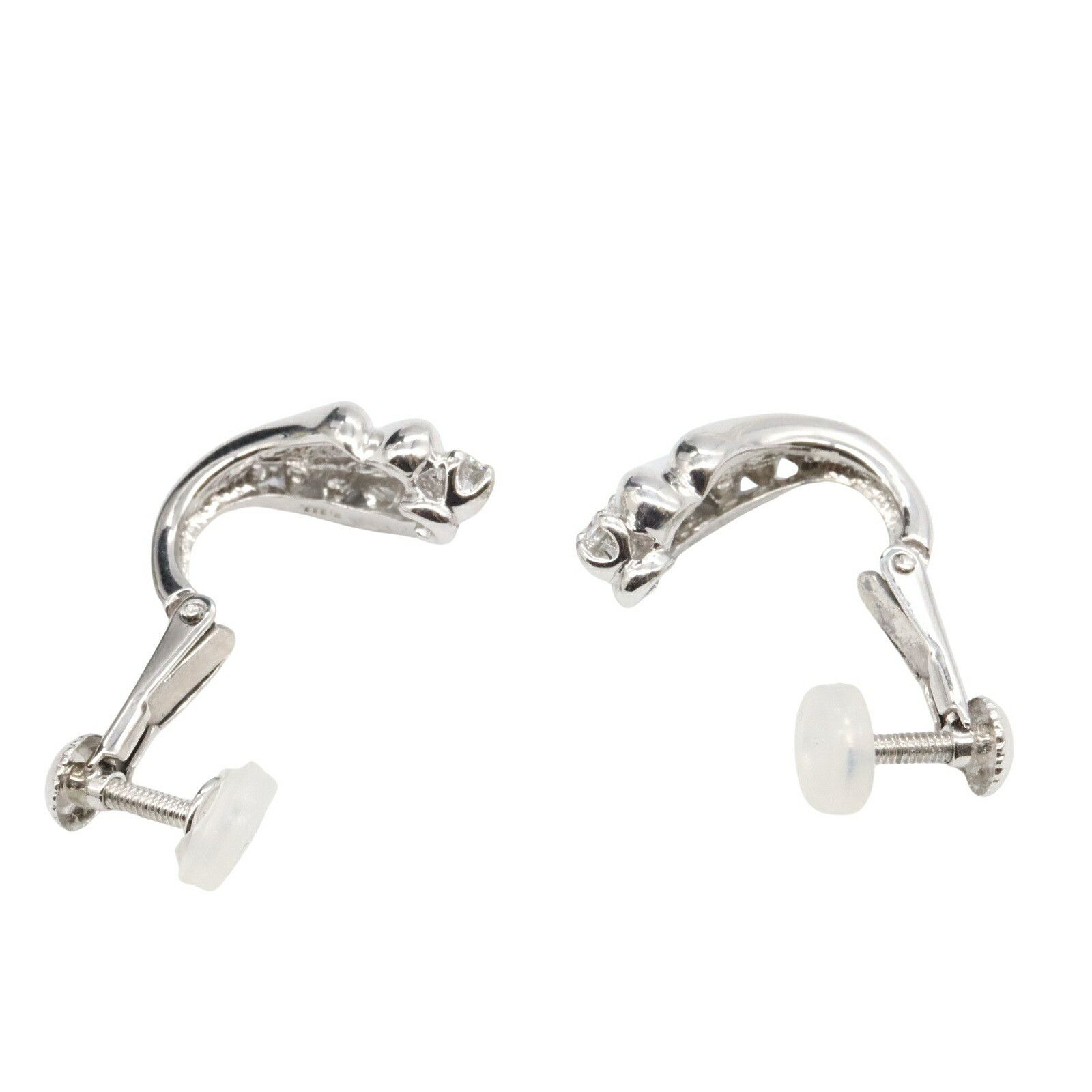 Other LuxUness Diamond Earrings Pt900 Platinum K14WG Earrings Metal Earrings Size ONE SIZE - 3 Thumbnail