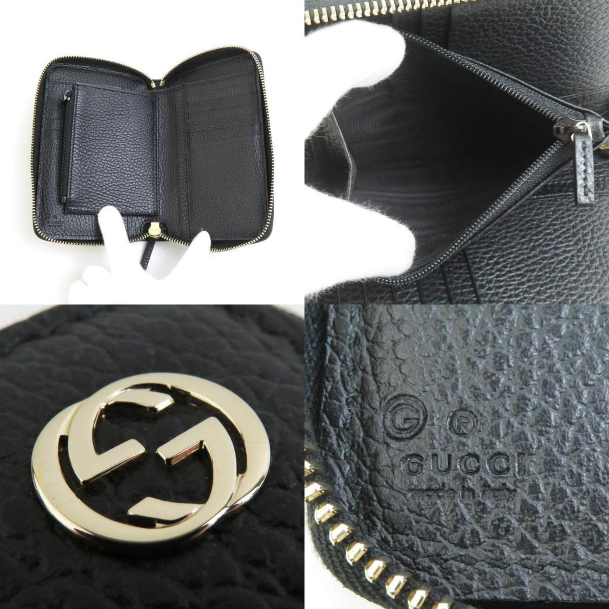 Gucci GUCCI Bi-fold wallet Interlocking G Black Men's Women's 464884 h31127a Size ONE SIZE - 4 Thumbnail
