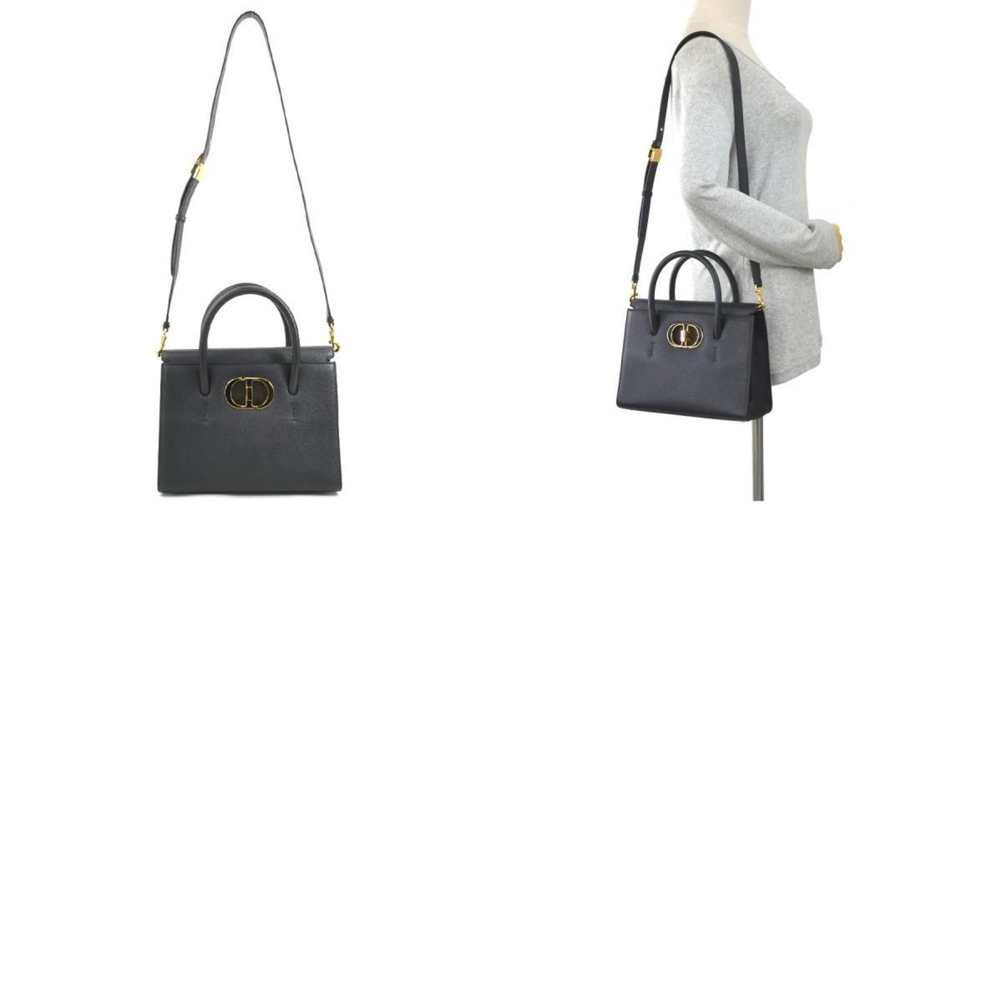 Dior Christian Dior Handbag Shoulder Bag 30 Montaigne Saint Honore Small Leather Black Women's 90104a Size ONE SIZE - 5 Thumbnail
