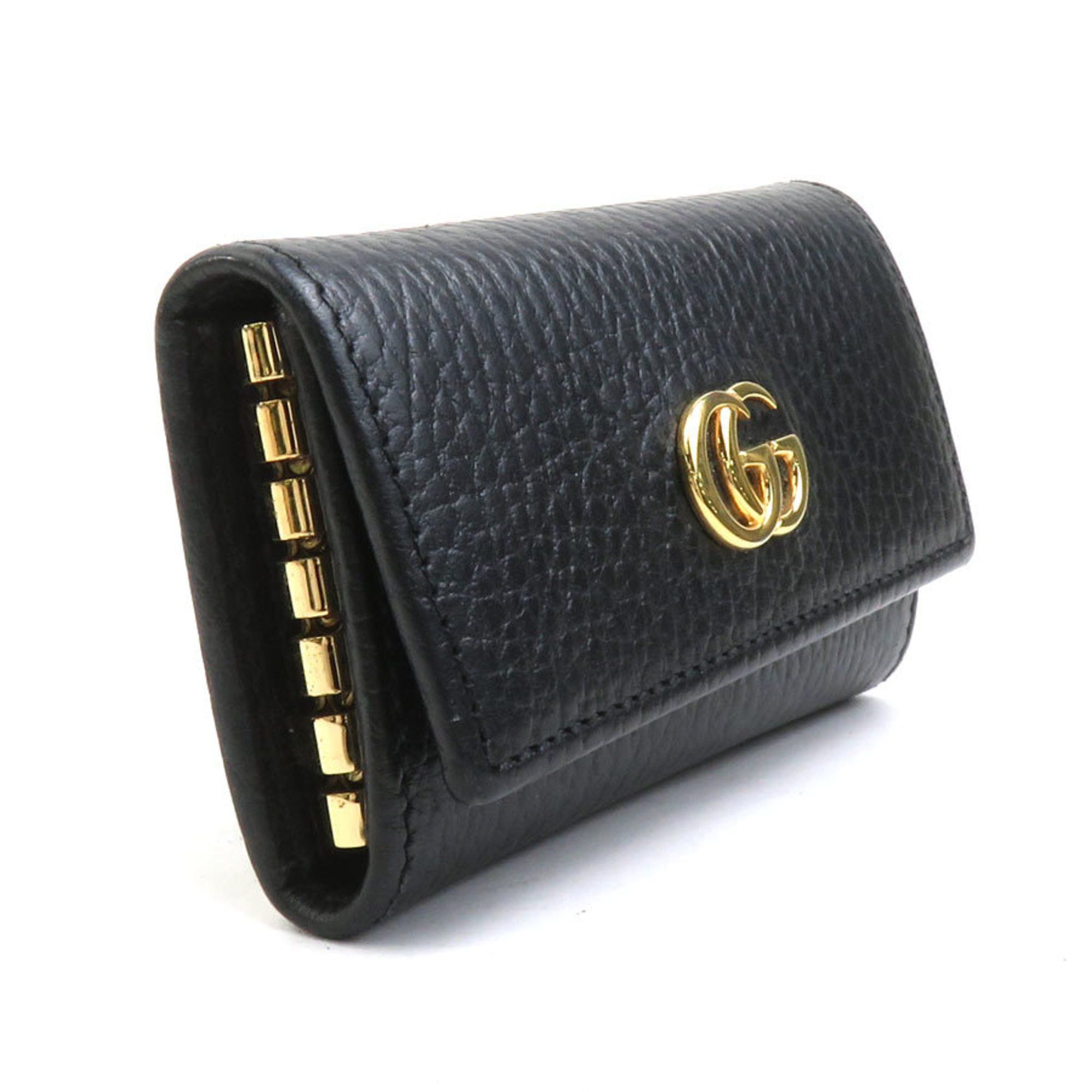 Gucci GUCCI GG Marmont Leather Key Case, Black, Accessory, Men's, Women's, 456118, H31138A Size ONE SIZE - 2 Thumbnail