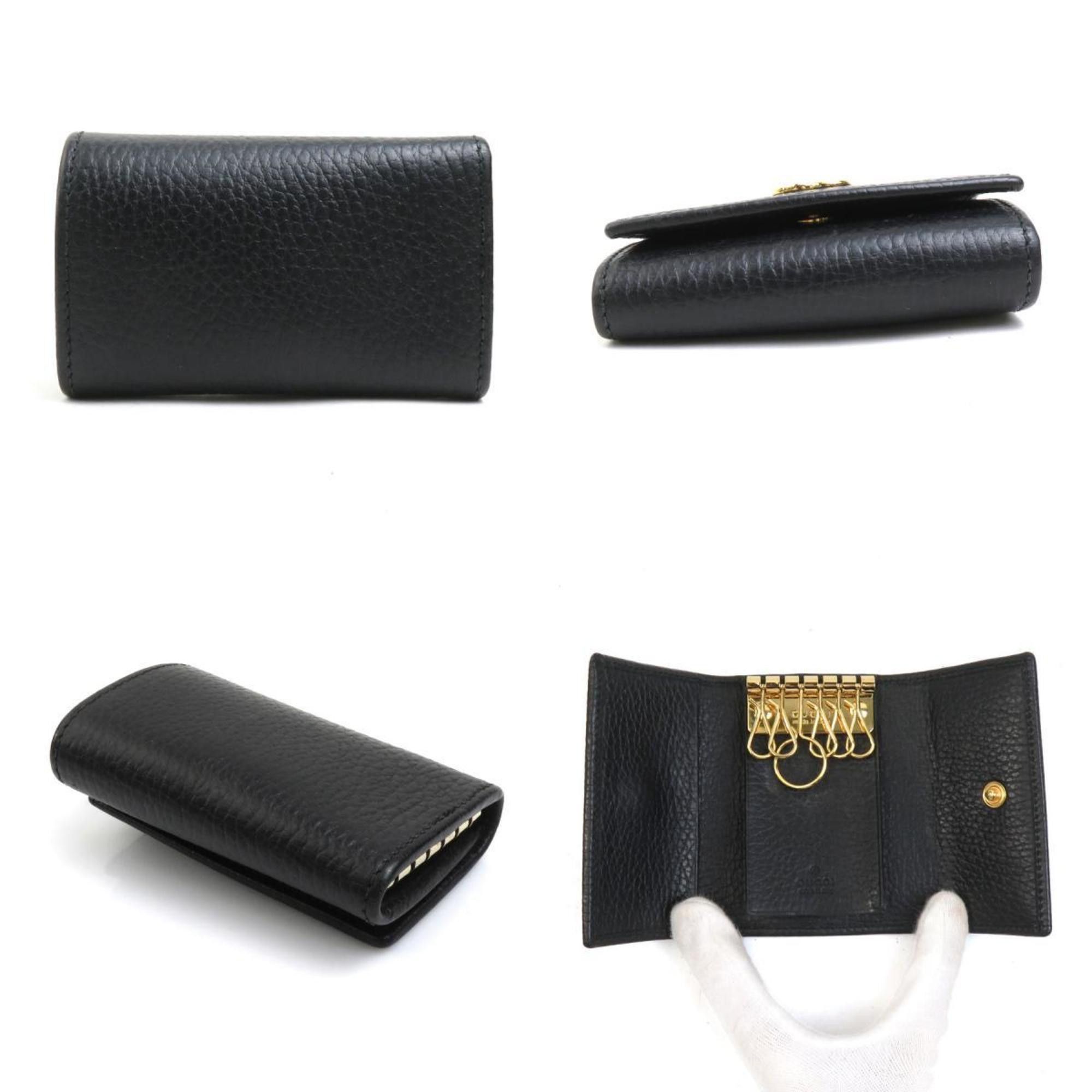 Gucci GUCCI GG Marmont Leather Key Case, Black, Accessory, Men's, Women's, 456118, H31138A Size ONE SIZE - 3 Thumbnail
