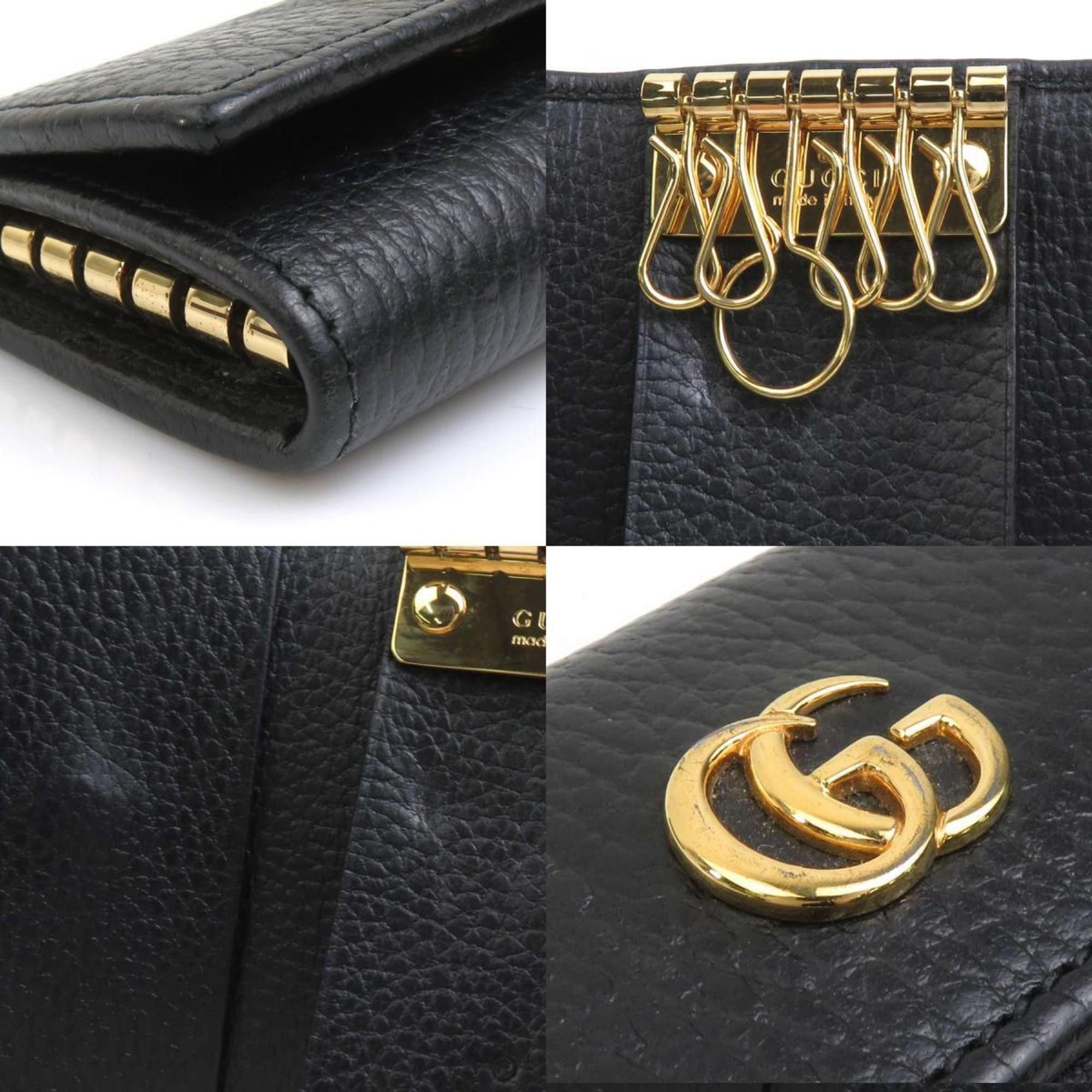 Gucci GUCCI GG Marmont Leather Key Case, Black, Accessory, Men's, Women's, 456118, H31138A Size ONE SIZE - 4 Thumbnail