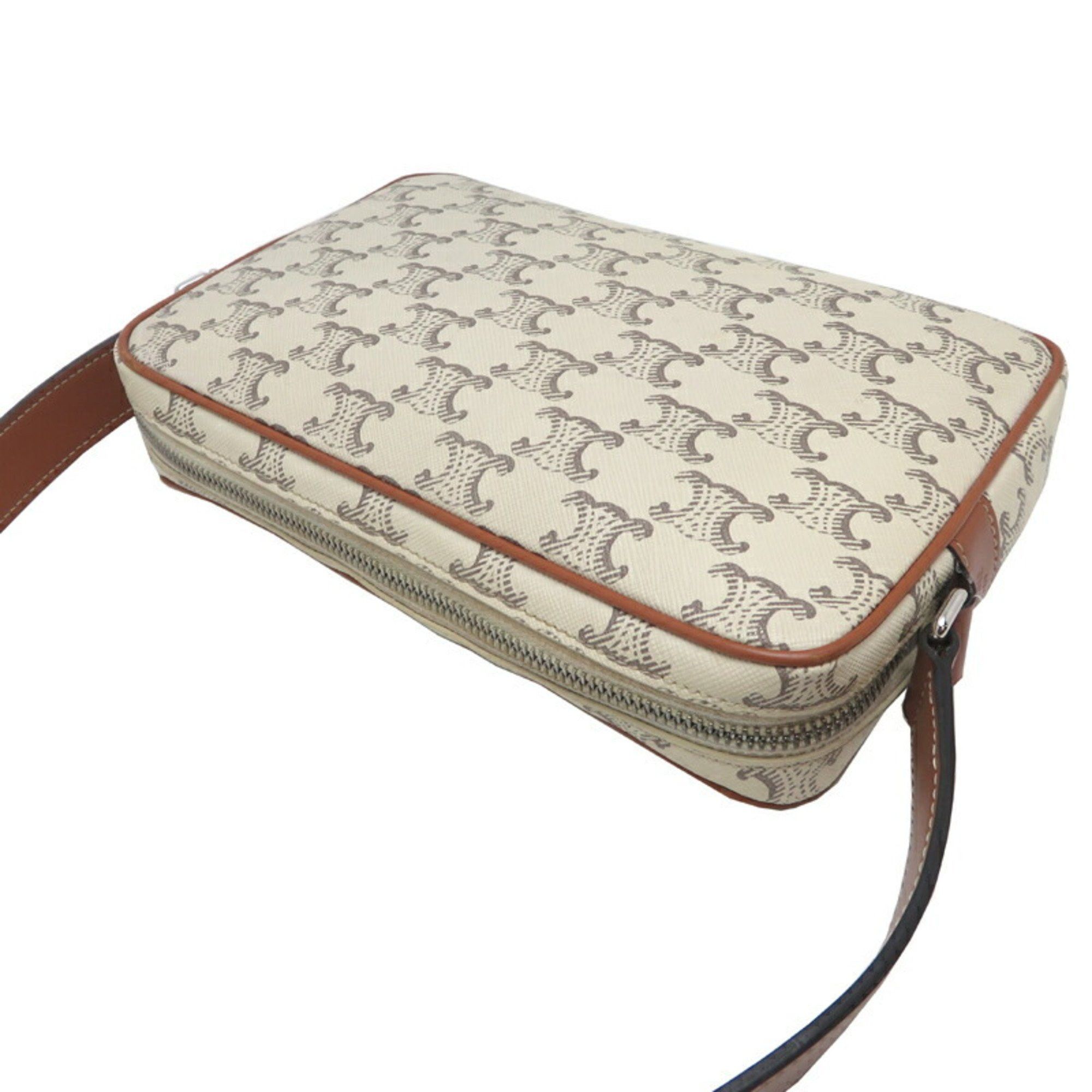 Celine Celine Women's and Men's Shoulder Bag 194502 PVC Triomphe White Size ONE SIZE - 4 Thumbnail
