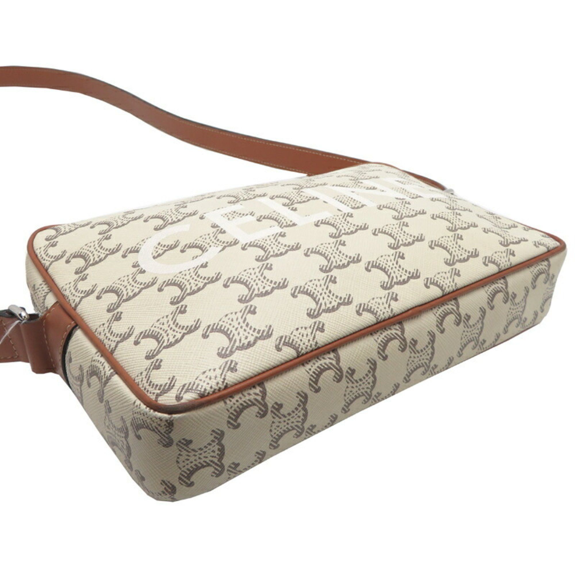 Celine Celine Women's and Men's Shoulder Bag 194502 PVC Triomphe White Size ONE SIZE - 3 Thumbnail