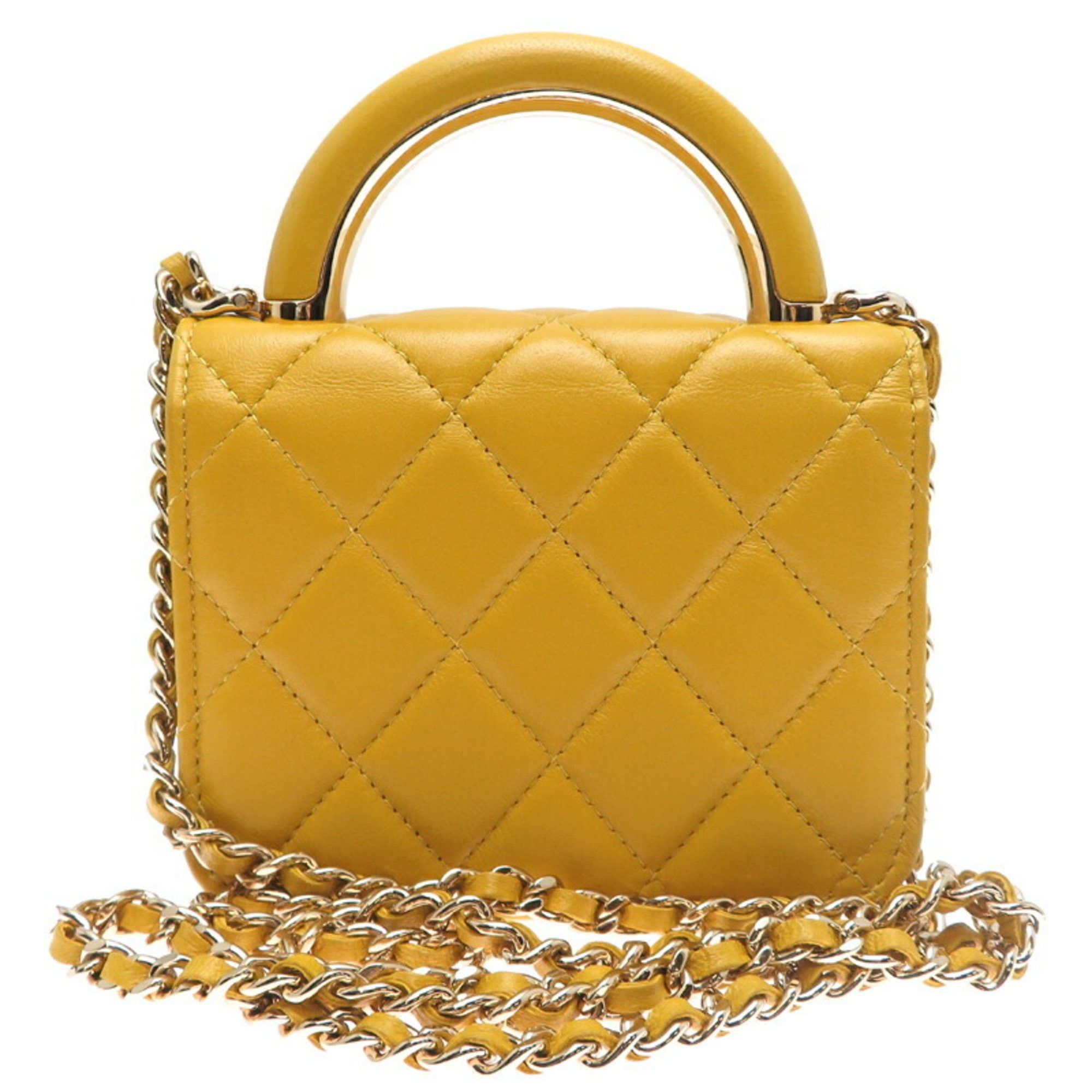 Chanel Chanel Mini Matelasse Chain Women's Shoulder Bag AP2845 Lambskin Yellow Size ONE SIZE - 2 Thumbnail