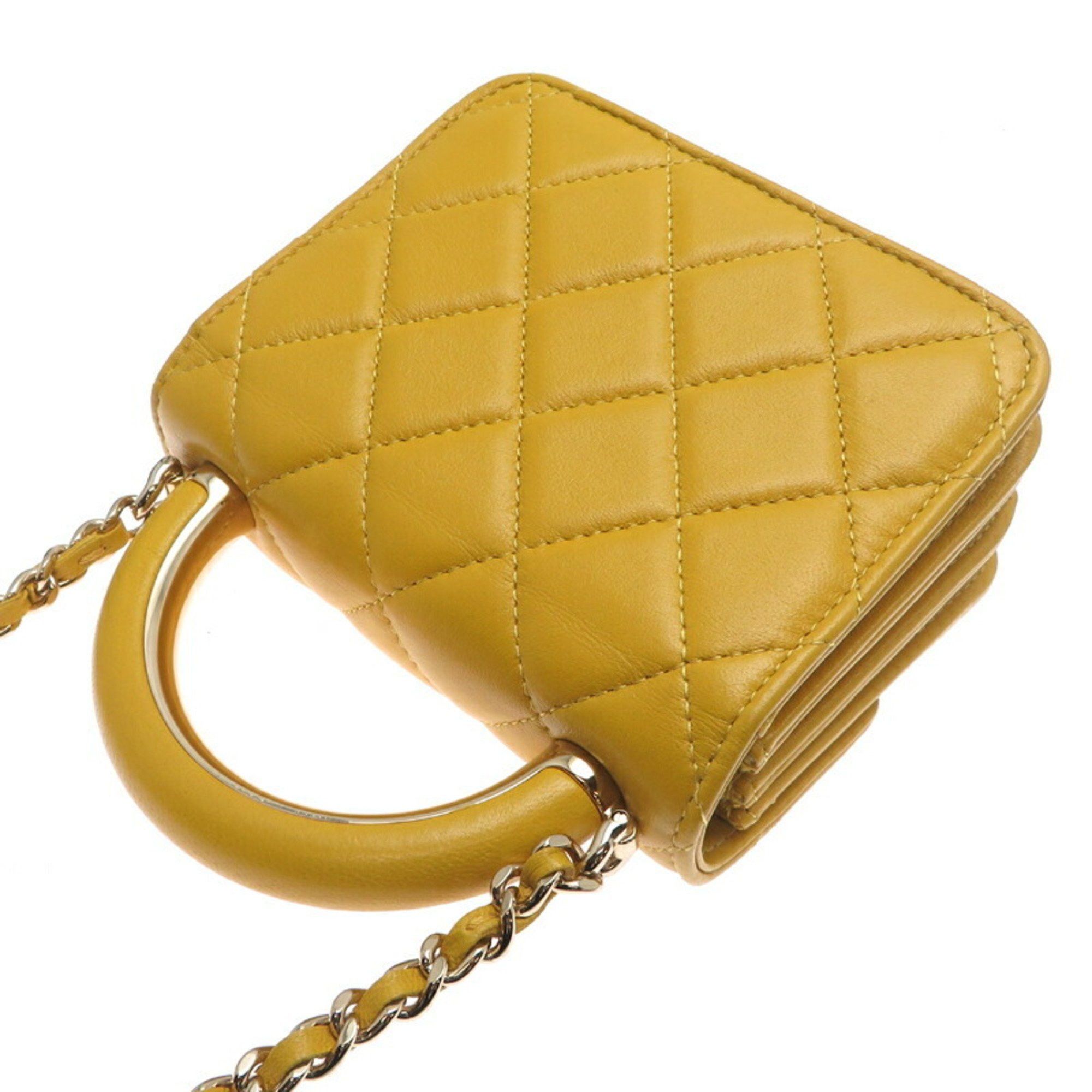 Chanel Chanel Mini Matelasse Chain Women's Shoulder Bag AP2845 Lambskin Yellow Size ONE SIZE - 4 Thumbnail