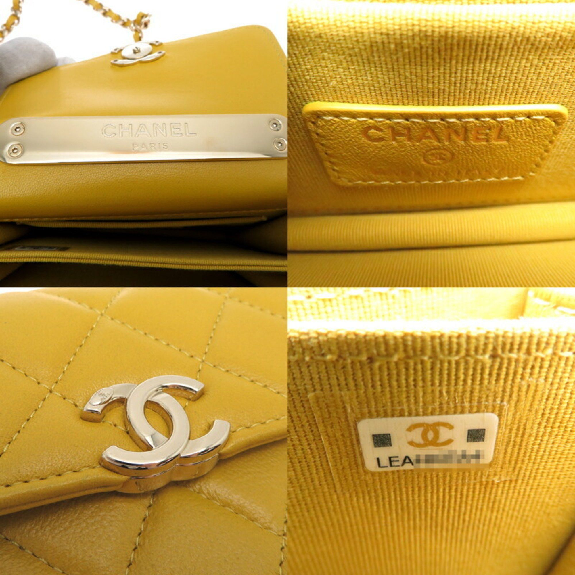 Chanel Chanel Mini Matelasse Chain Women's Shoulder Bag AP2845 Lambskin Yellow Size ONE SIZE - 8 Thumbnail