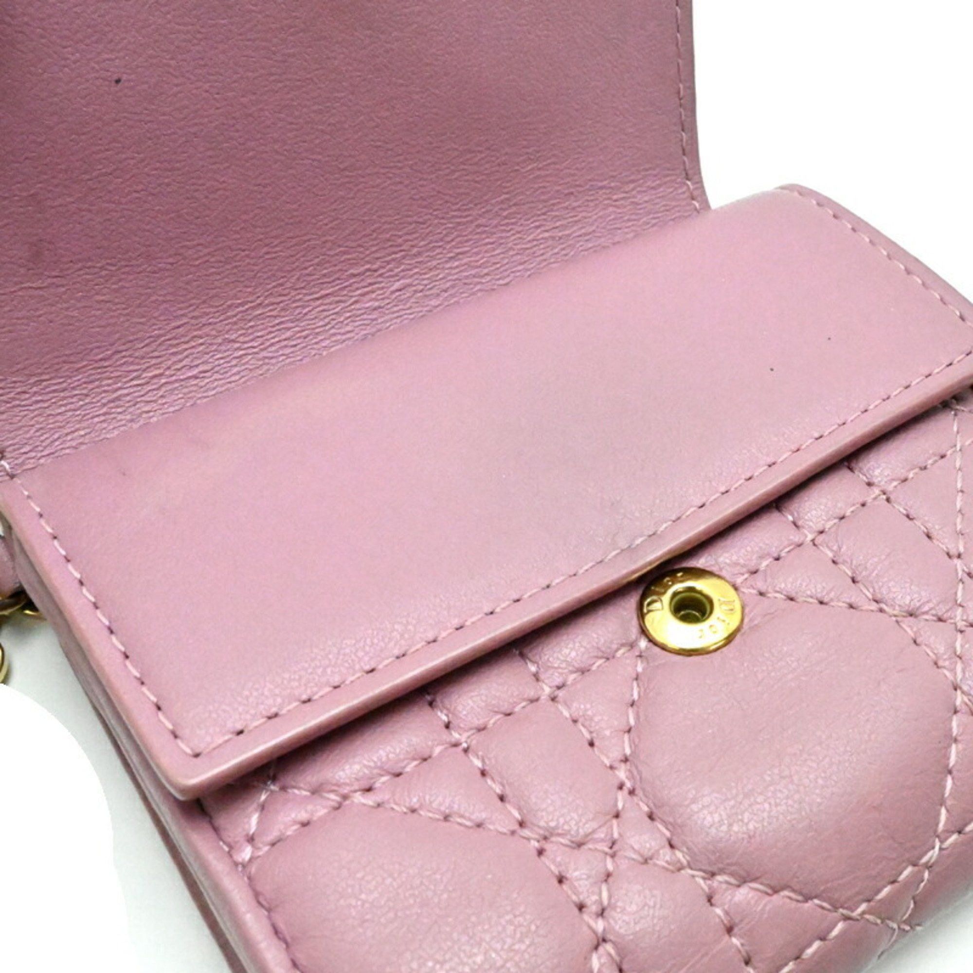 Dior Christian Dior Lotus Wallet Women's Tri-fold S0181 ONMJ Leather Dark Pink Size ONE SIZE - 8 Thumbnail