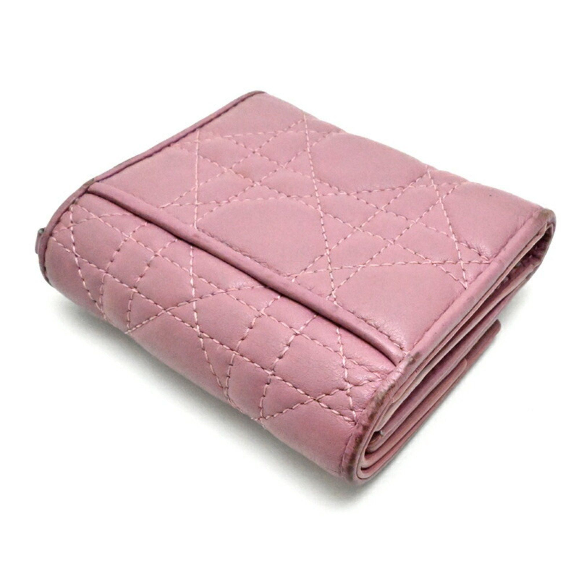 Dior Christian Dior Lotus Wallet Women's Tri-fold S0181 ONMJ Leather Dark Pink Size ONE SIZE - 4 Thumbnail