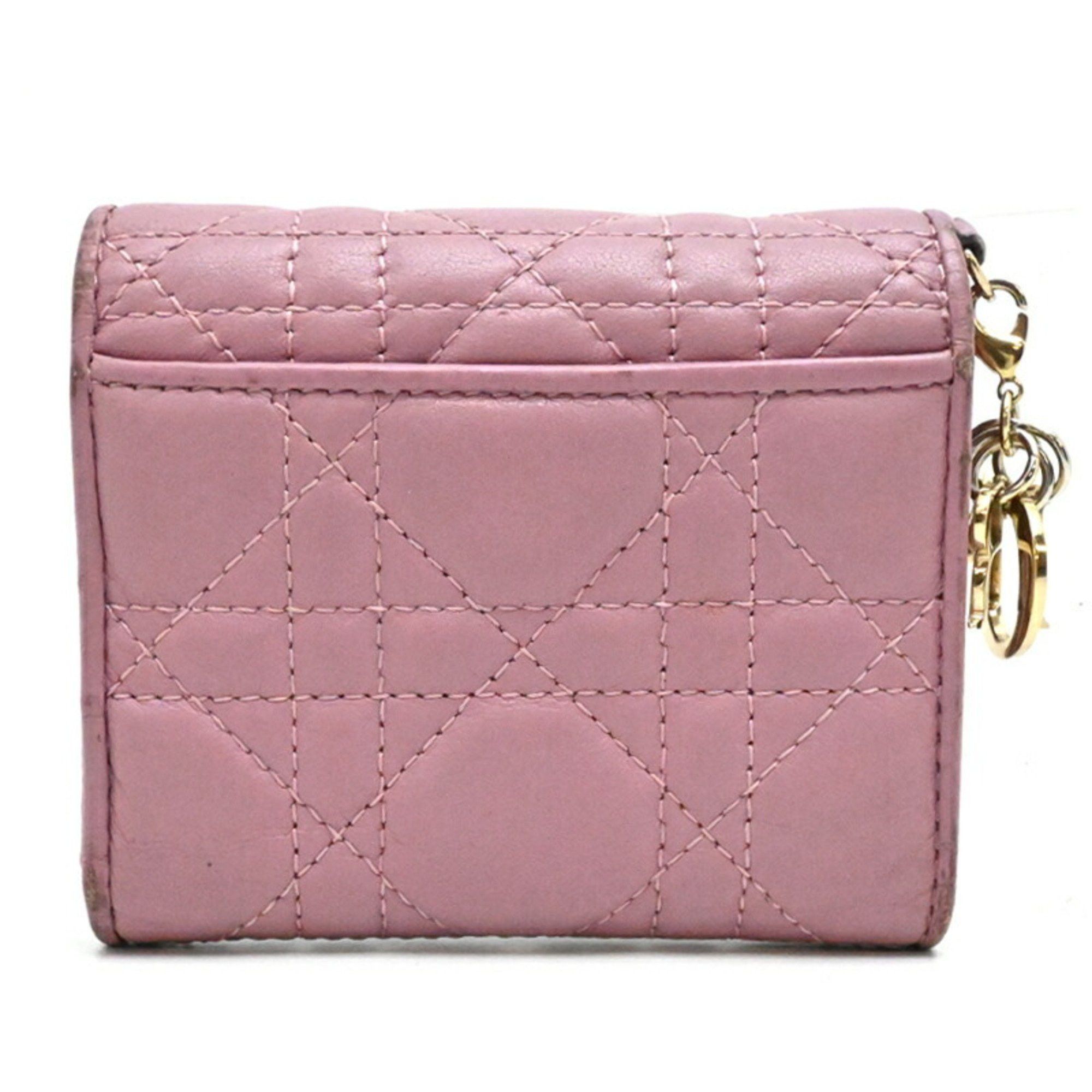 Dior Christian Dior Lotus Wallet Women's Tri-fold S0181 ONMJ Leather Dark Pink Size ONE SIZE - 2 Thumbnail