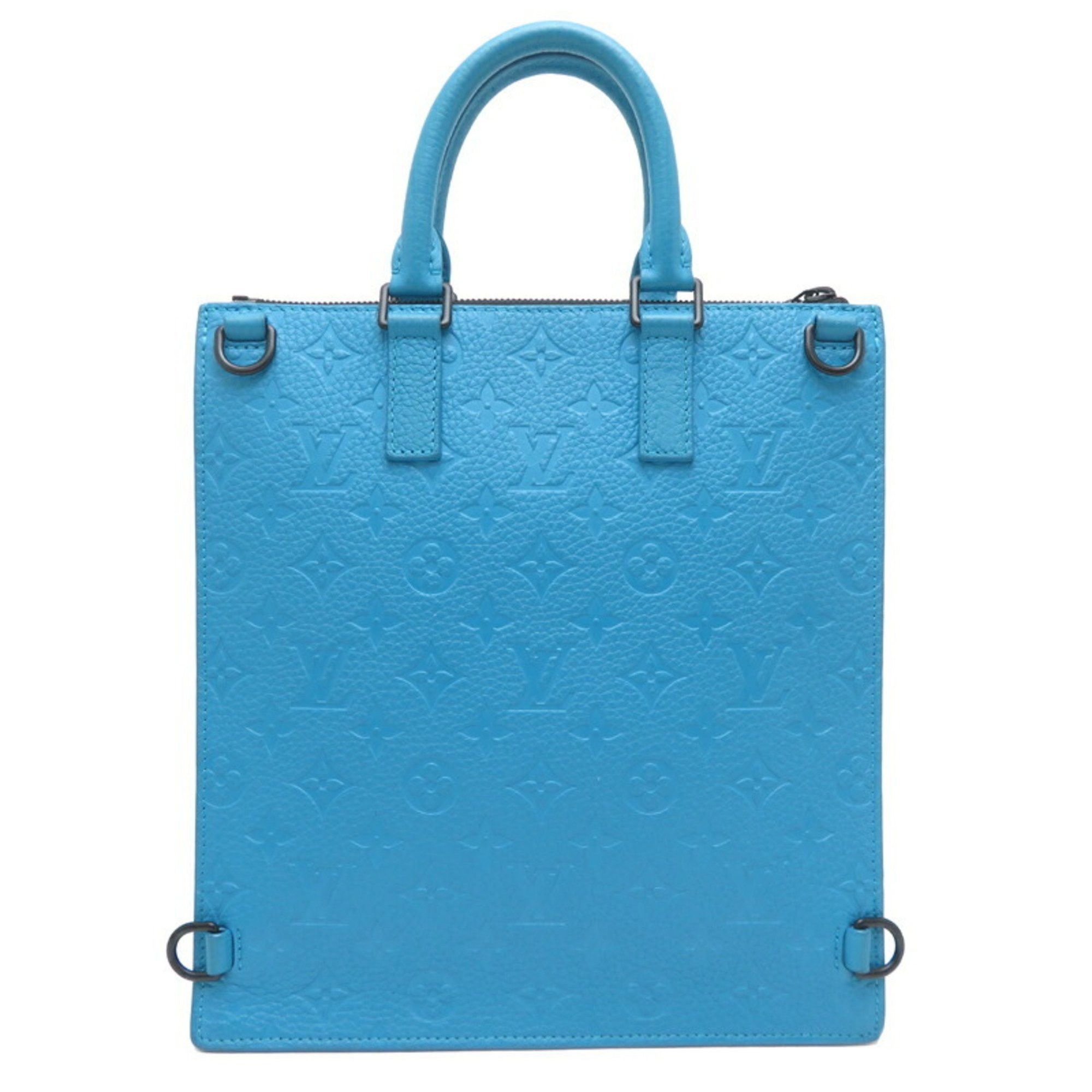Louis Vuitton Sac Plat Men's Tote Bag M55891 Leather Turquoise (Blue)