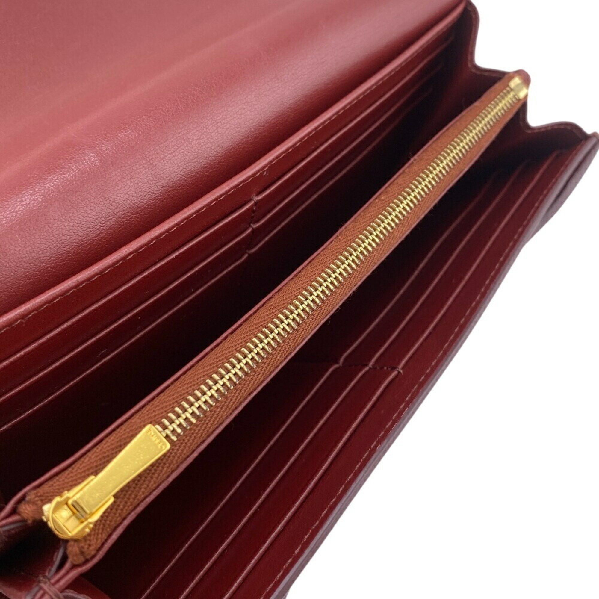 Celine CELINE 10B563 BEL LARGE FLAP WALLET Long wallet Wine red Women's Size ONE SIZE - 10 Thumbnail