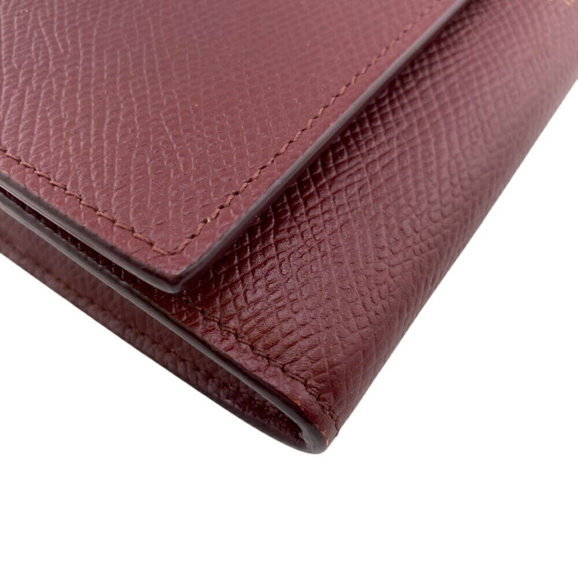Celine CELINE 10B563 BEL LARGE FLAP WALLET Long wallet Wine red Women's Size ONE SIZE - 3 Thumbnail