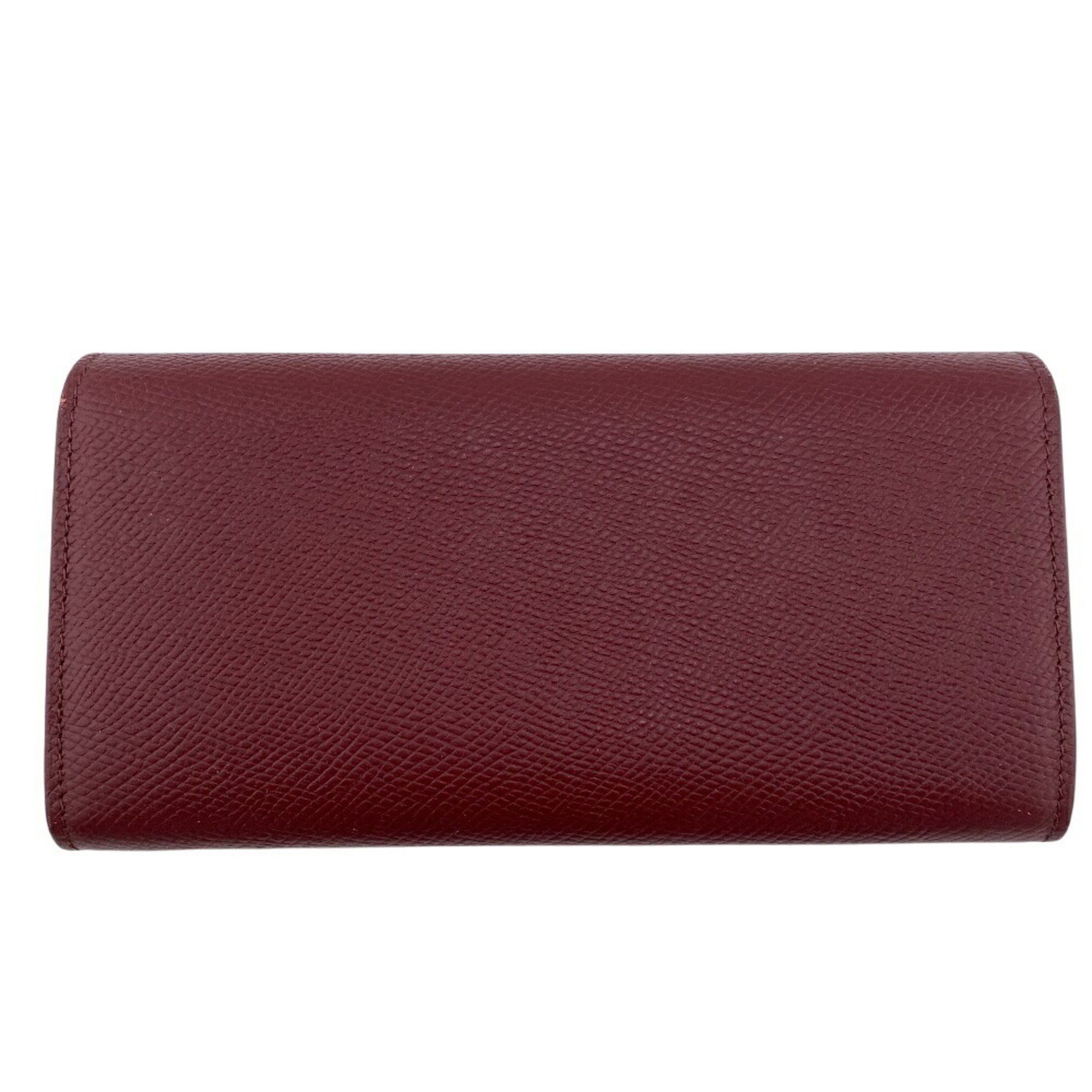 Celine CELINE 10B563 BEL LARGE FLAP WALLET Long wallet Wine red Women's Size ONE SIZE - 2 Thumbnail