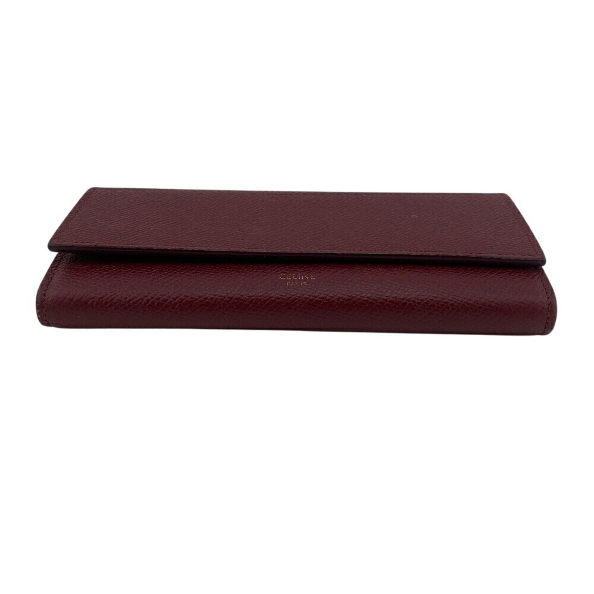 Celine CELINE 10B563 BEL LARGE FLAP WALLET Long wallet Wine red Women's Size ONE SIZE - 7 Thumbnail