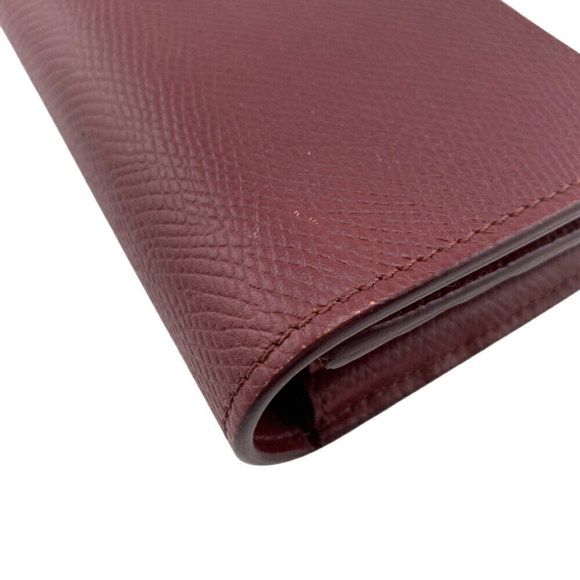 Celine CELINE 10B563 BEL LARGE FLAP WALLET Long wallet Wine red Women's Size ONE SIZE - 4 Thumbnail