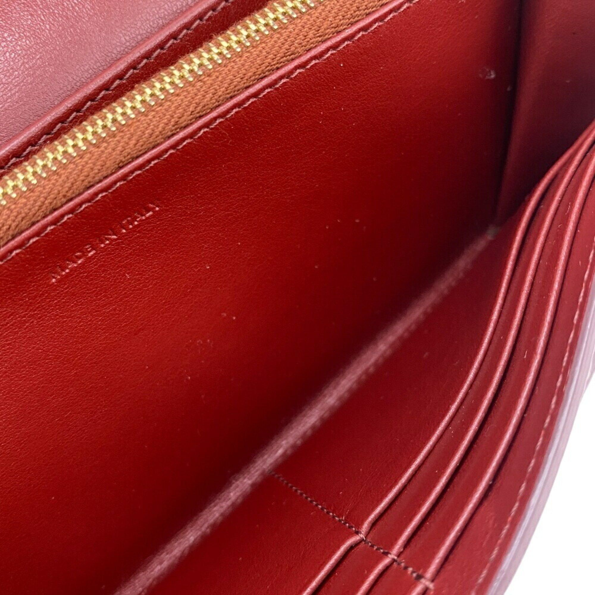 Celine CELINE 10B563 BEL LARGE FLAP WALLET Long wallet Wine red Women's Size ONE SIZE - 12 Thumbnail