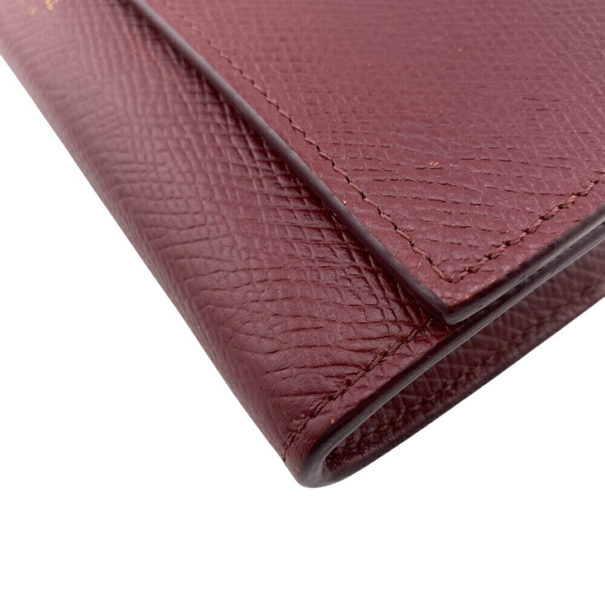 Celine CELINE 10B563 BEL LARGE FLAP WALLET Long wallet Wine red Women's Size ONE SIZE - 6 Thumbnail