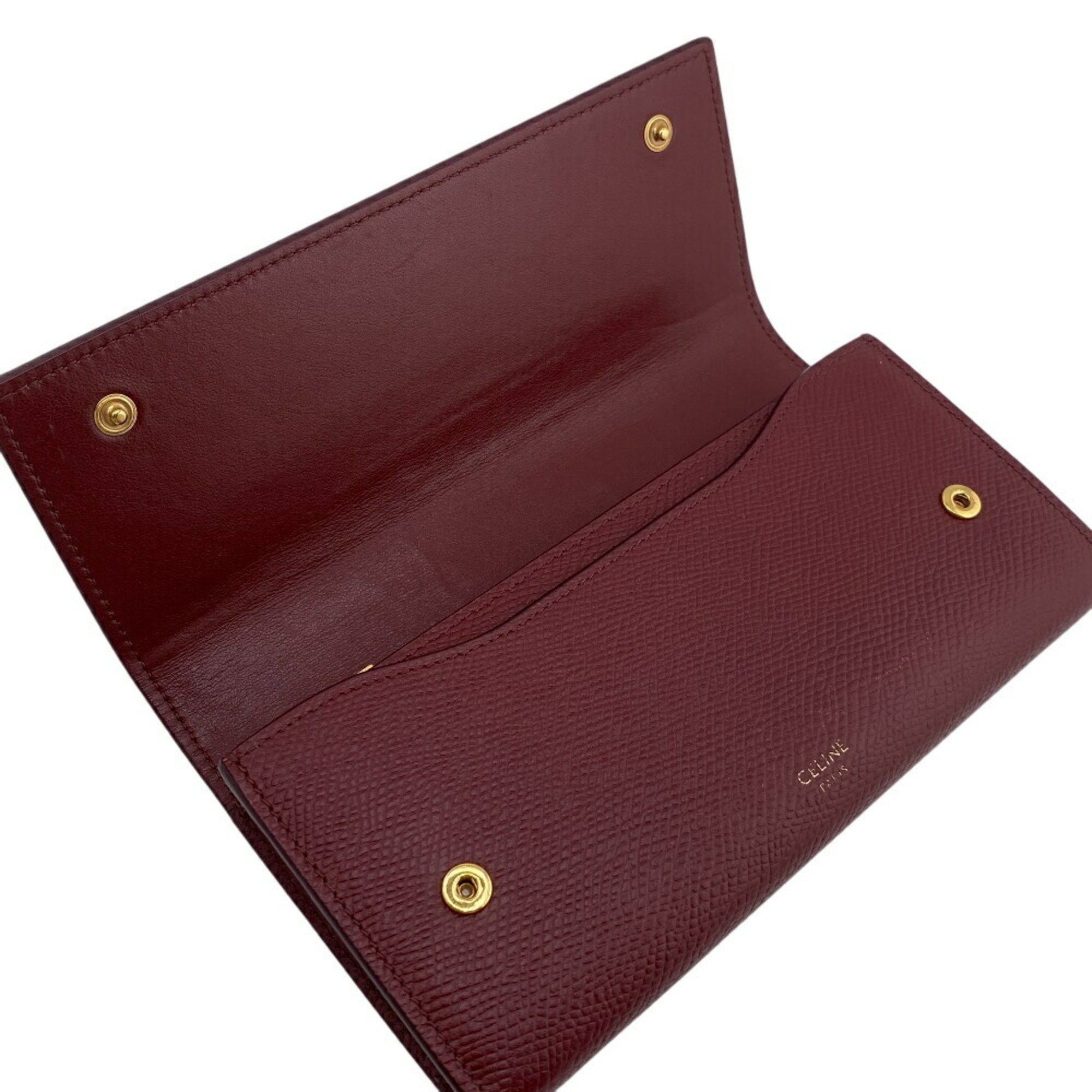 Celine CELINE 10B563 BEL LARGE FLAP WALLET Long wallet Wine red Women's Size ONE SIZE - 9 Thumbnail