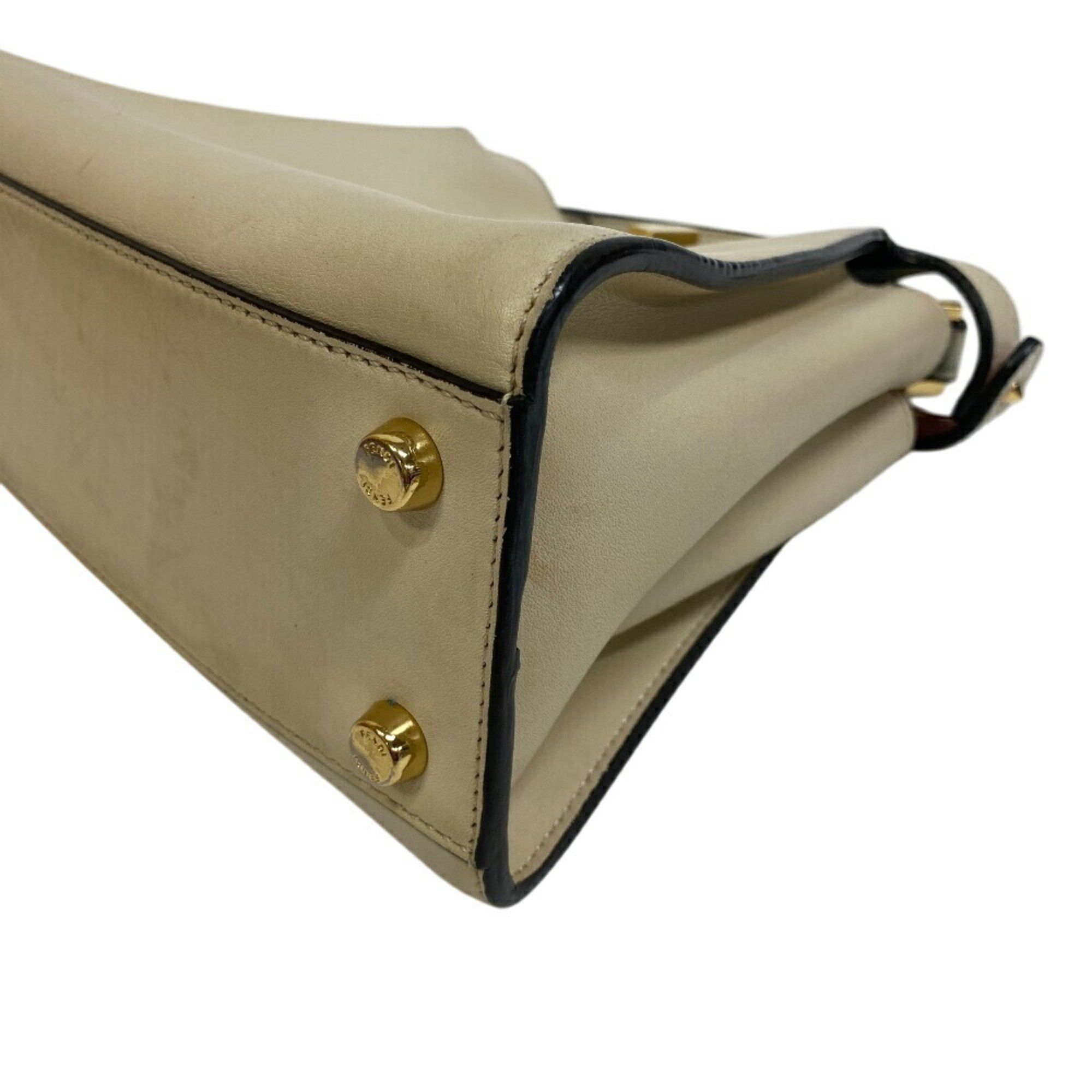 Fendi FENDI 8BN302 Peekaboo Essential Shoulder Bag Handbag Women's Beige Size ONE SIZE - 3 Thumbnail