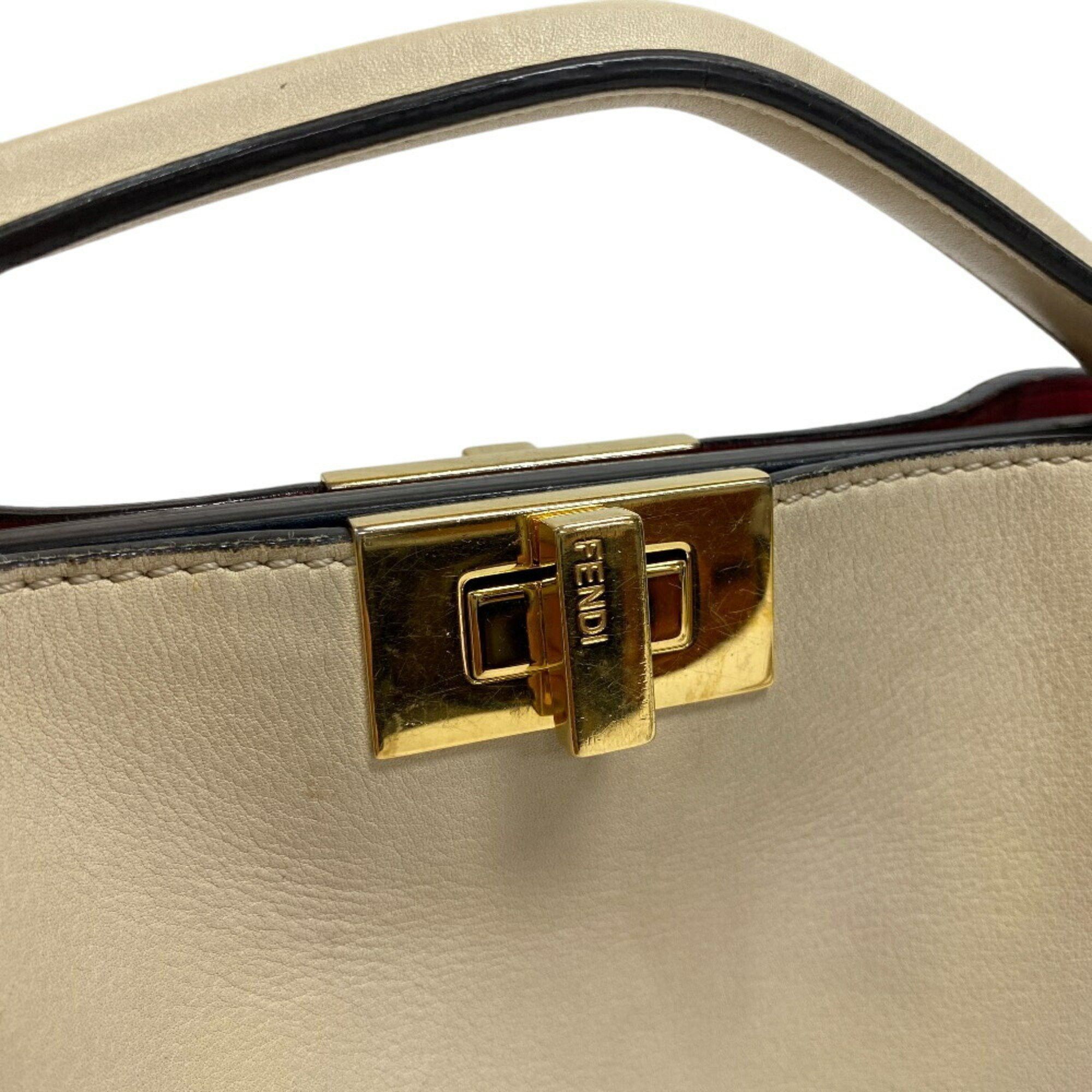 Fendi FENDI 8BN302 Peekaboo Essential Shoulder Bag Handbag Women's Beige Size ONE SIZE - 6 Thumbnail