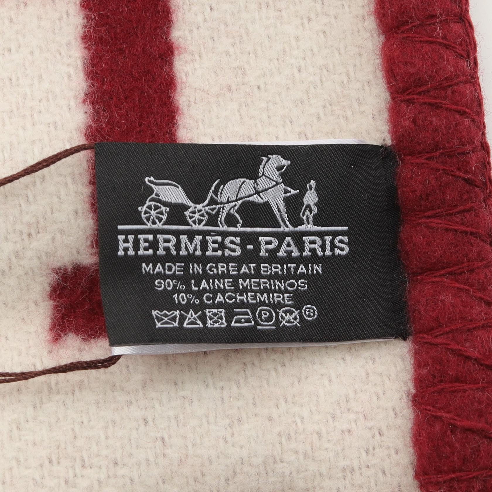 Hermes Hermes Hermes Plaid Avalon 3 Wool Cashmere Blanket Natural Material Other Size ONE SIZE - 2 Thumbnail