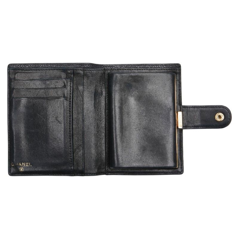 Chanel Chanel Chanel Coco Mark Caviar Skin Wallet Leather Short Wallet Size ONE SIZE - 6 Thumbnail