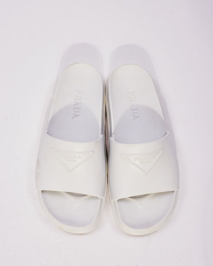 Prada triangle-logo rubber slides white Size US 6 / IT 36 - 5 Thumbnail