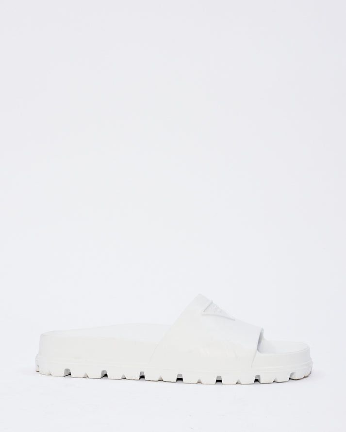 Prada triangle-logo rubber slides white Size US 7 / IT 37 - 2 Thumbnail