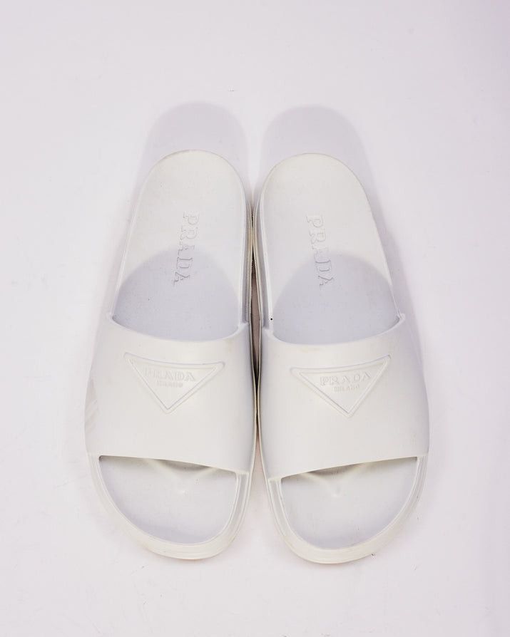 Prada triangle-logo rubber slides white Size US 7 / IT 37 - 5 Thumbnail