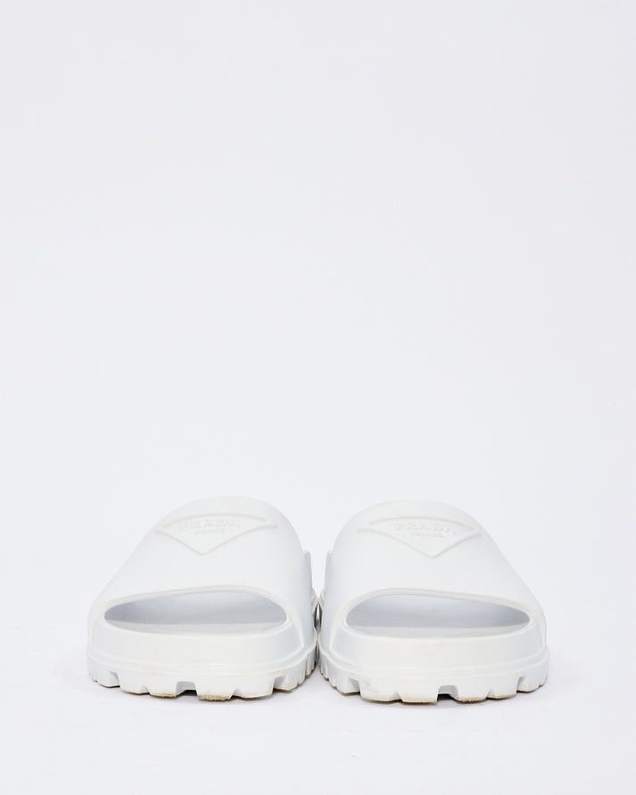Prada triangle-logo rubber slides white Size US 8 / IT 38 - 3 Thumbnail