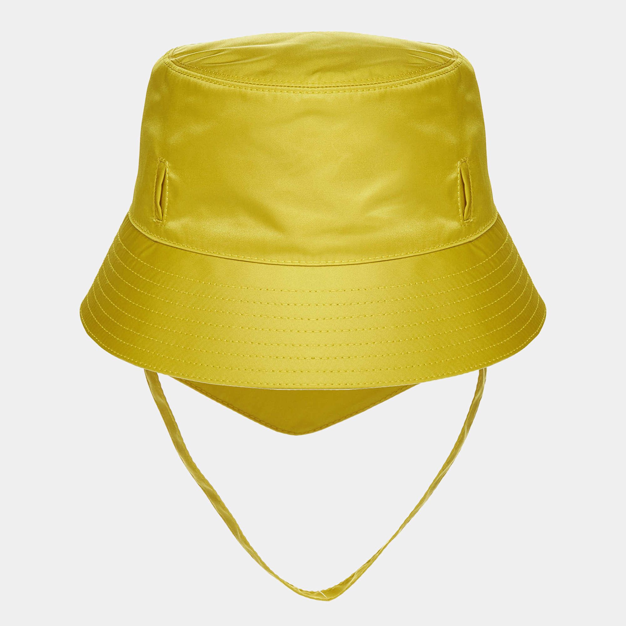 Prada prada yellow re-nylon pouch detail bucket hat Size ONE SIZE - 3 Thumbnail