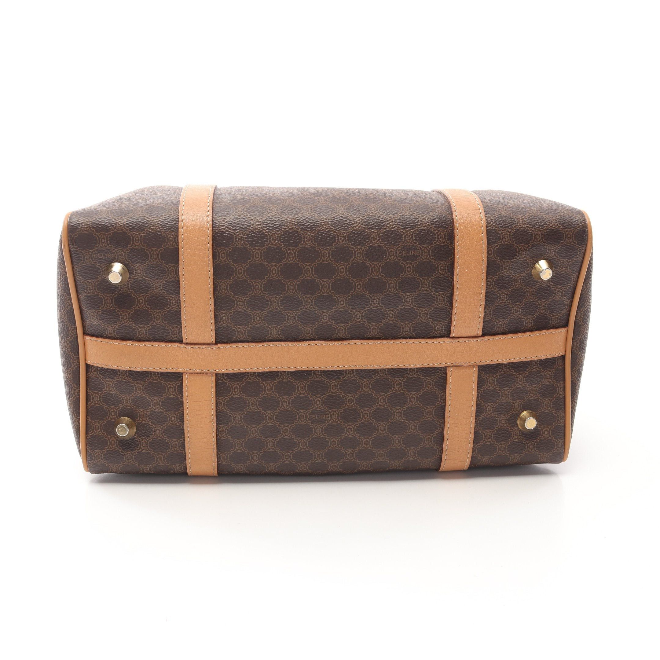 Celine Celine Macadam Handbag Mini Boston Bag Leather Dark Brown Beige Size ONE SIZE - 10 Thumbnail
