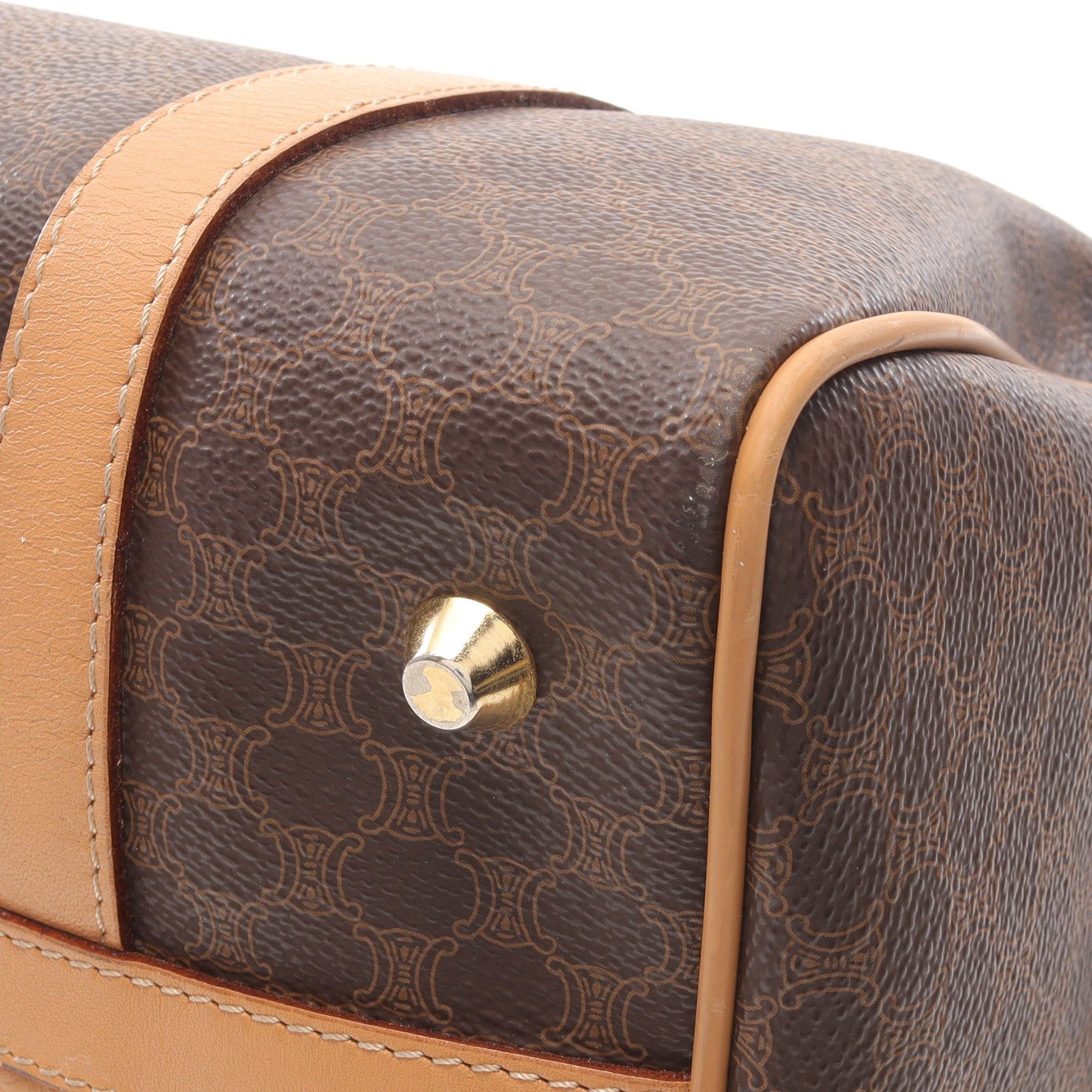 Celine Celine Macadam Handbag Mini Boston Bag Leather Dark Brown Beige Size ONE SIZE - 8 Thumbnail