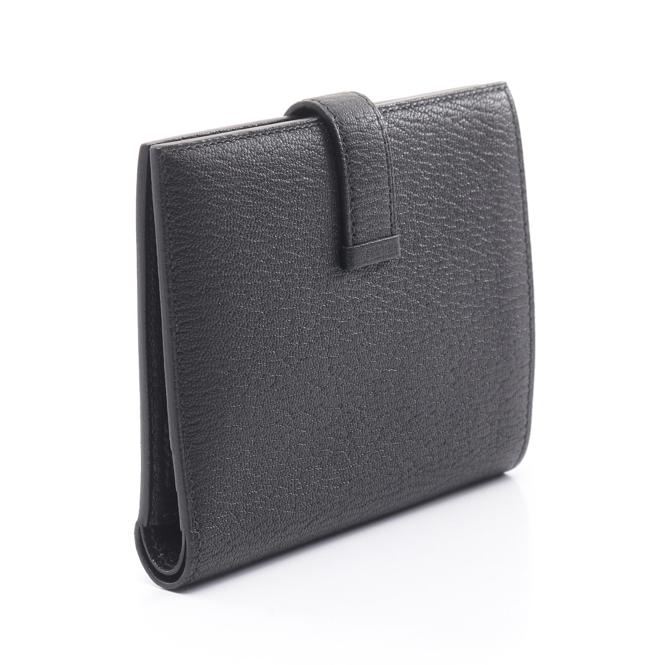Hermes Hermes Bearn Compact Black Bi-Fold Wallet Chevre Silver Hardware Z Stamp Size ONE SIZE - 2 Thumbnail